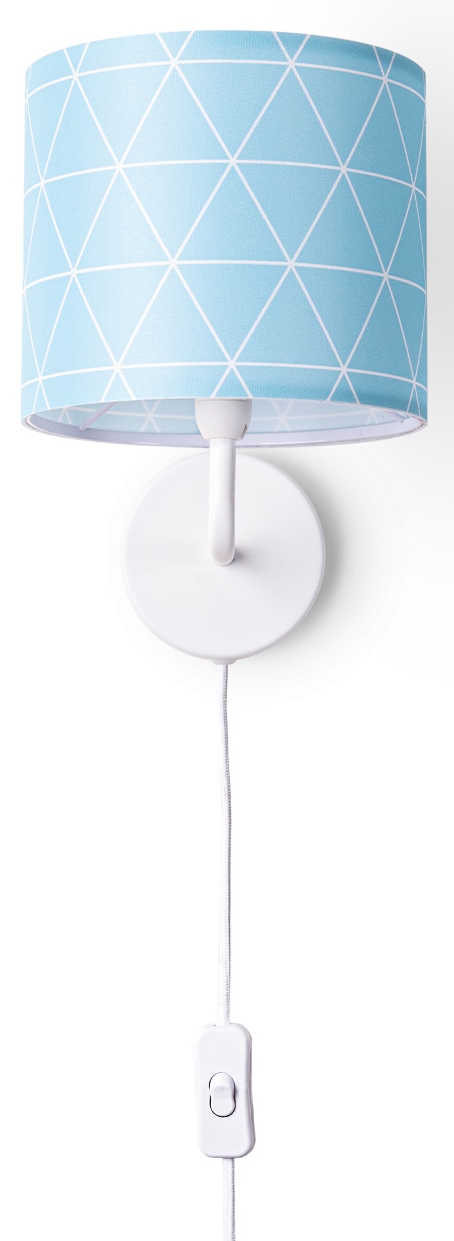 "PACO HOME Wandleuchte ""Stella 401"", weiß (hellblau), 1, Ø 18cm H: 26,5cm, Leuchten, Stecker Flur Lampe Wohnzimmer Ø 18cm Skandi Stil Kabel 3m E14