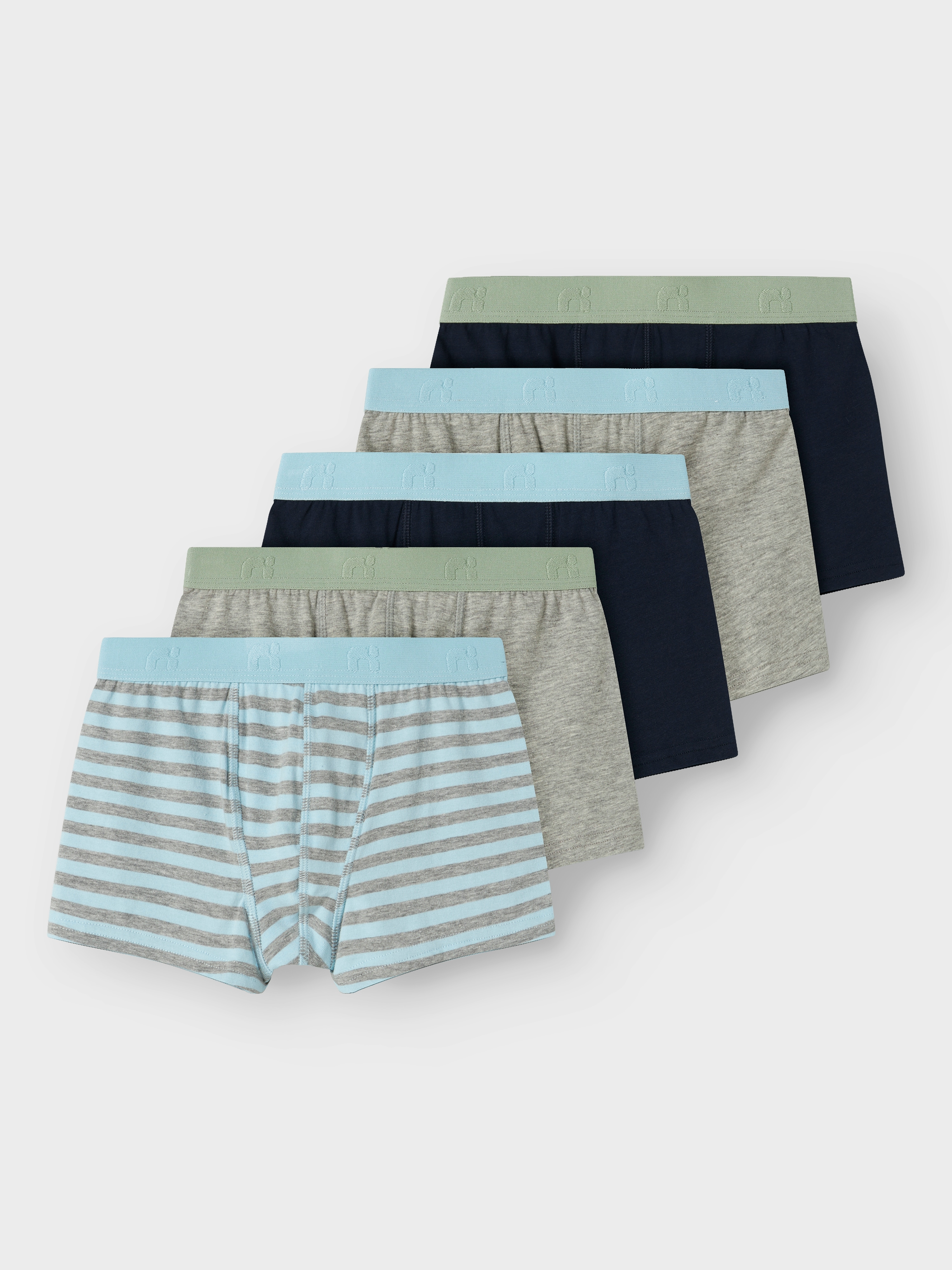 Name It Trunk "NKMBOXER für Jungen mit Logoschriftzug und weichem Bund" Packung, 5 Stk. eng, Jersey, aquamarine, angesetztes Bündchen