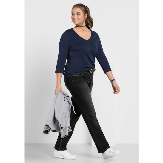 Sheego Stretch-Jeans »Große Größen«, »Die Gerade« mit Used-Effekten online  kaufen | BAUR