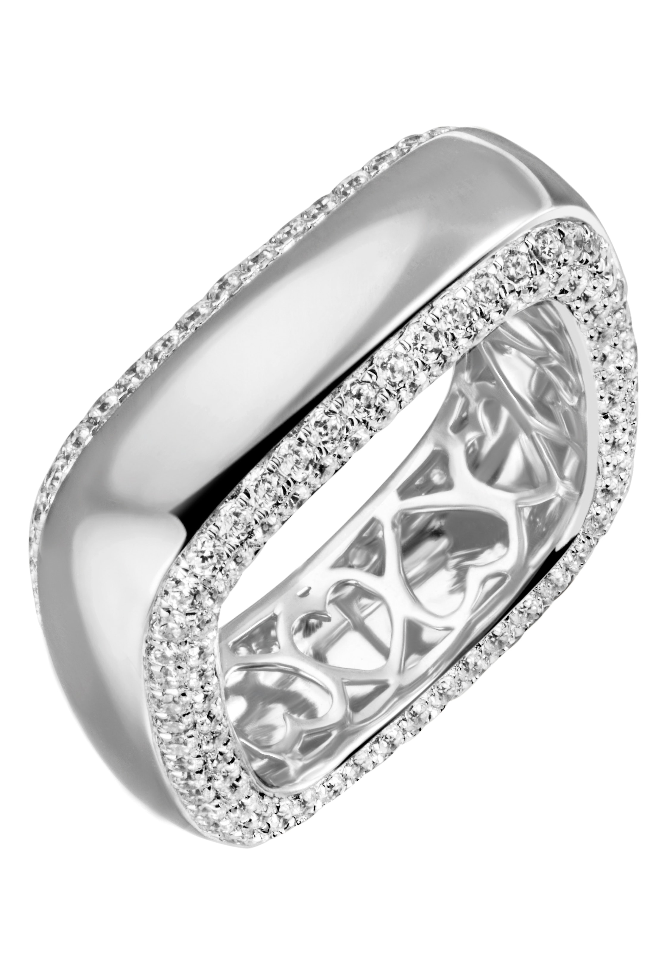 Firetti Fingerring »Schmuck Geschenk Silber 925 Silberring eckig Herzaussparung«, mit Zirkonia (synth.)