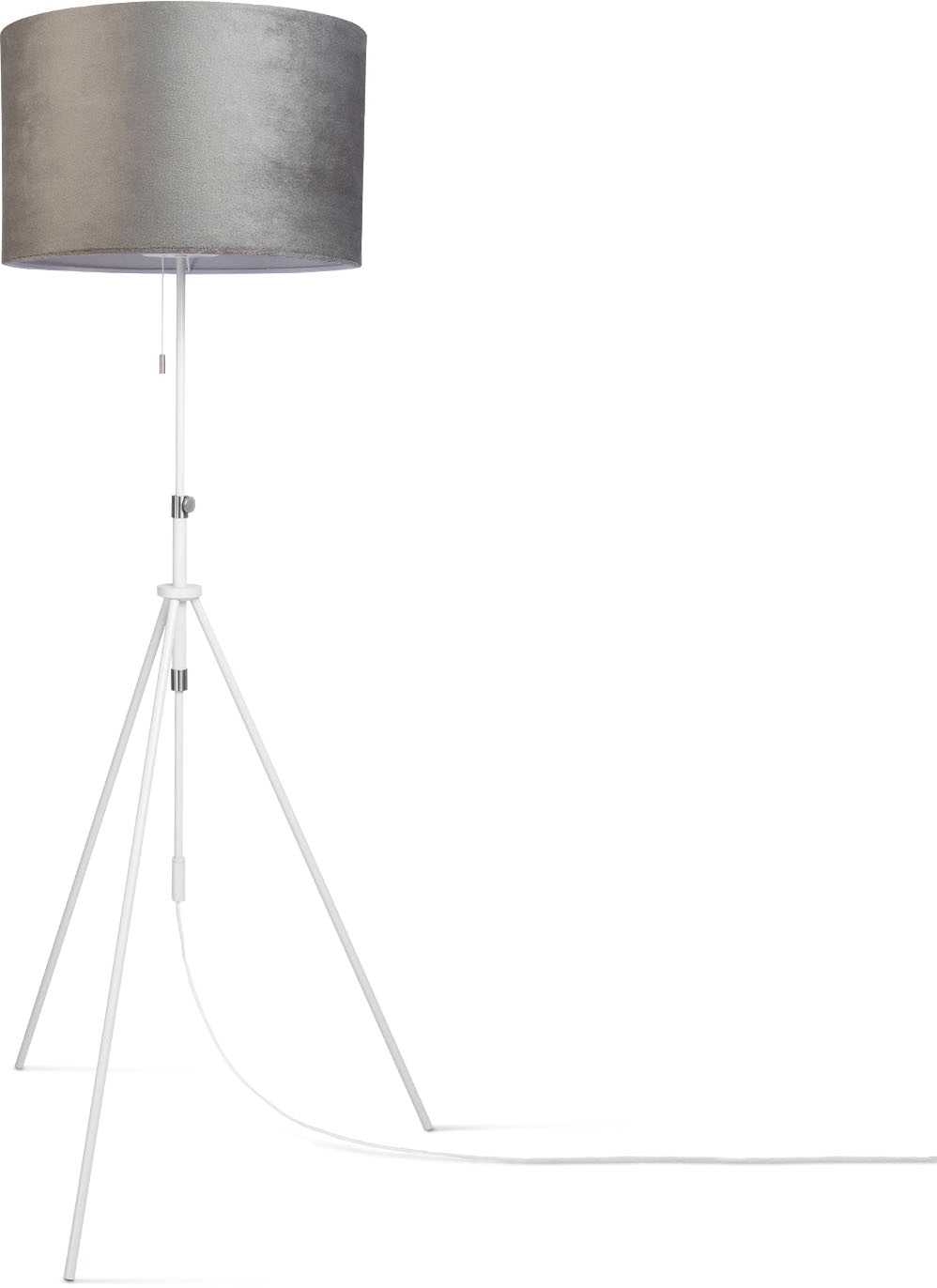 Paco Home Stehlampe »Naomi uni Color«, Leuchtmittel E27 | ohne Leuchtmittel, Wohnzimmer Höhenverstellbar 121,5 bis 176,5 cm Zugschalter Velour