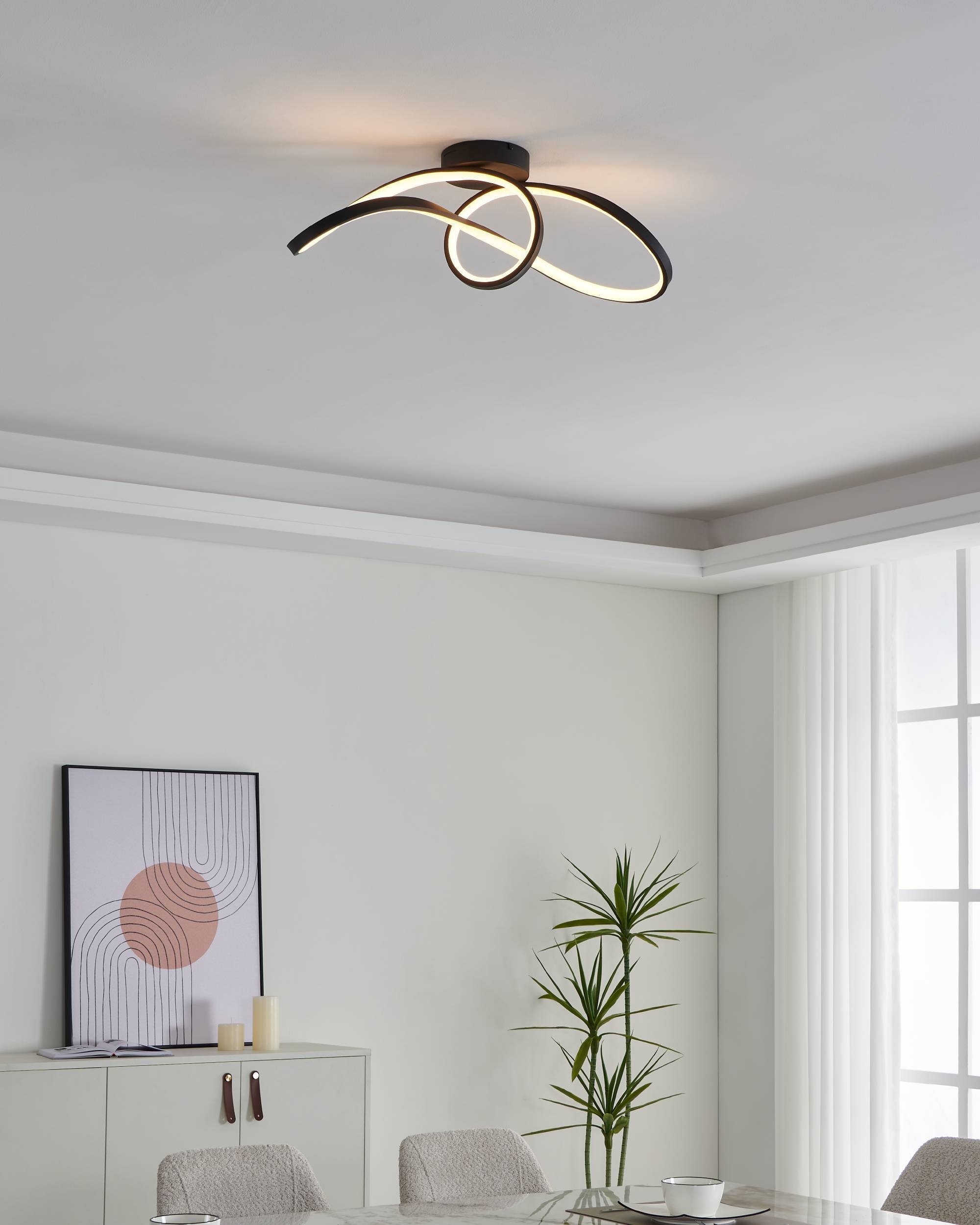 EGLO Deckenleuchte »Calarossa-Z Deckenlampe, ZigBee, App und Sprachsteuerung, Metall« LED-Modul 1 Stk. Kaltweiß | RGB Wand-/Deckenleuchte - L70,5 x B23 x H20,5 cm - schwarz - 22W inkl.