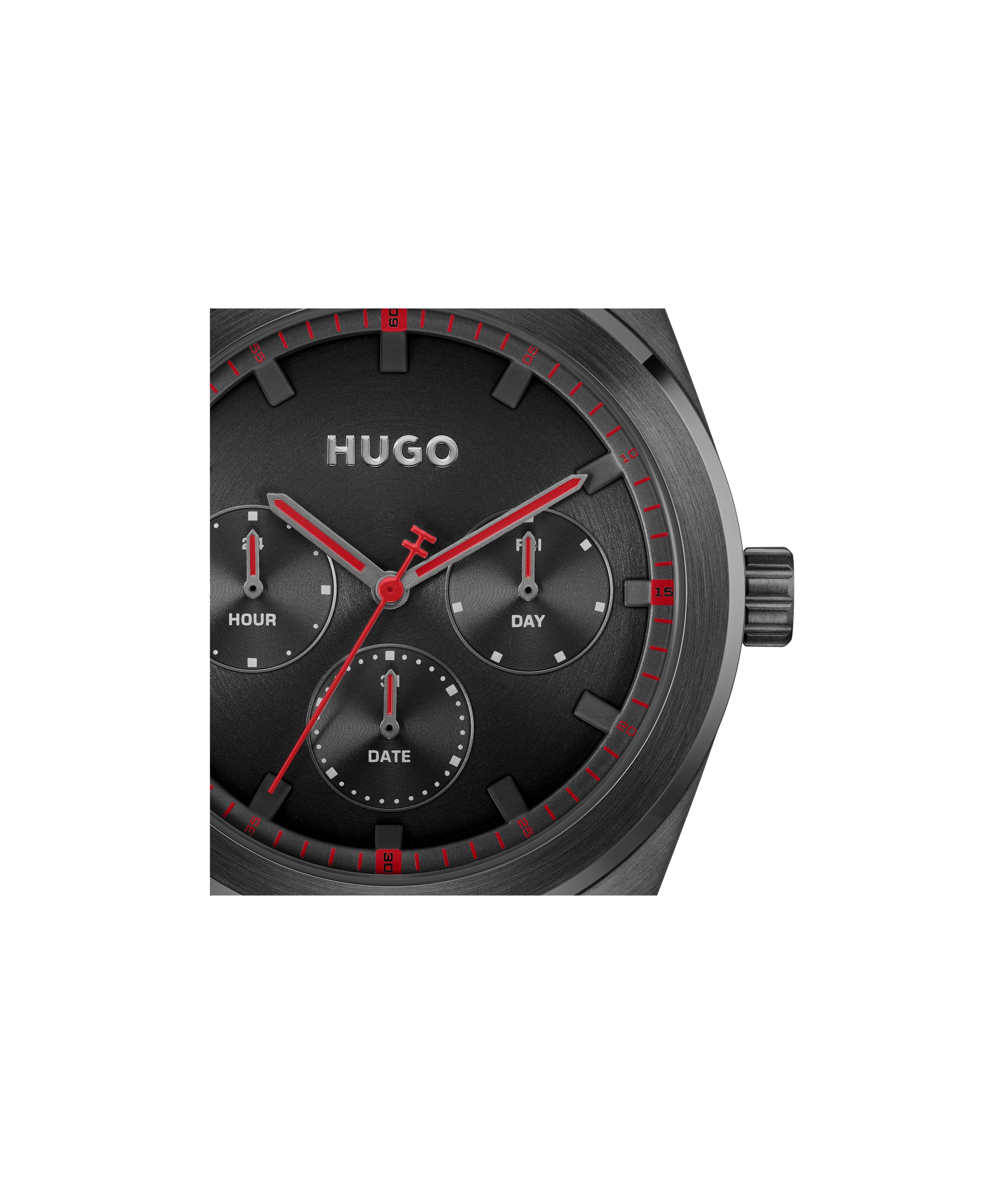HUGO Multifunktionsuhr »#BRIGHT SPORT«, Quarzuhr, Armbanduhr, Herrenuhr, Lederarmband, analog