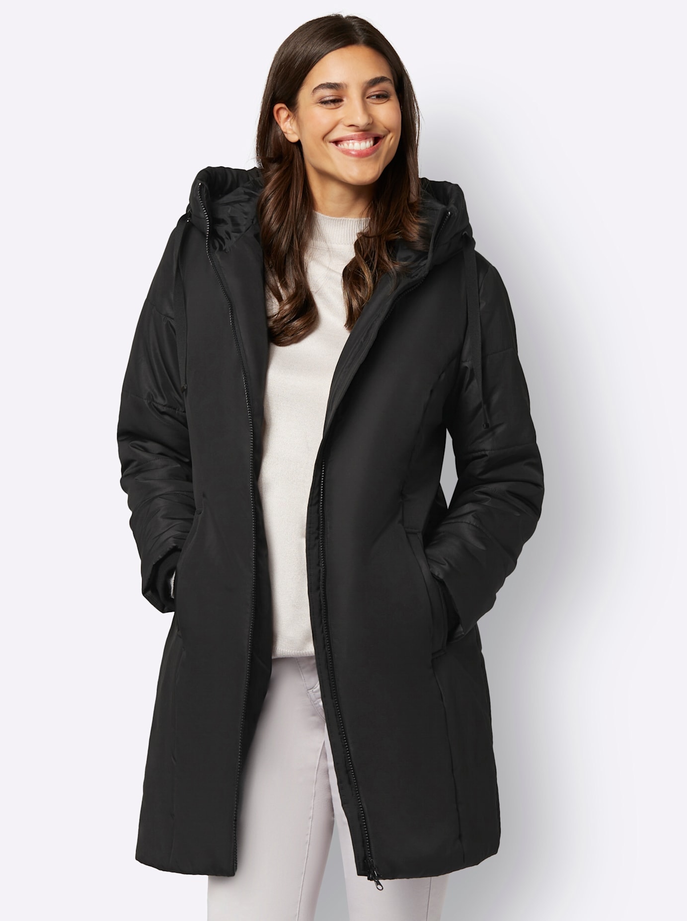 Classic Basics Langjacke, mit Kapuze