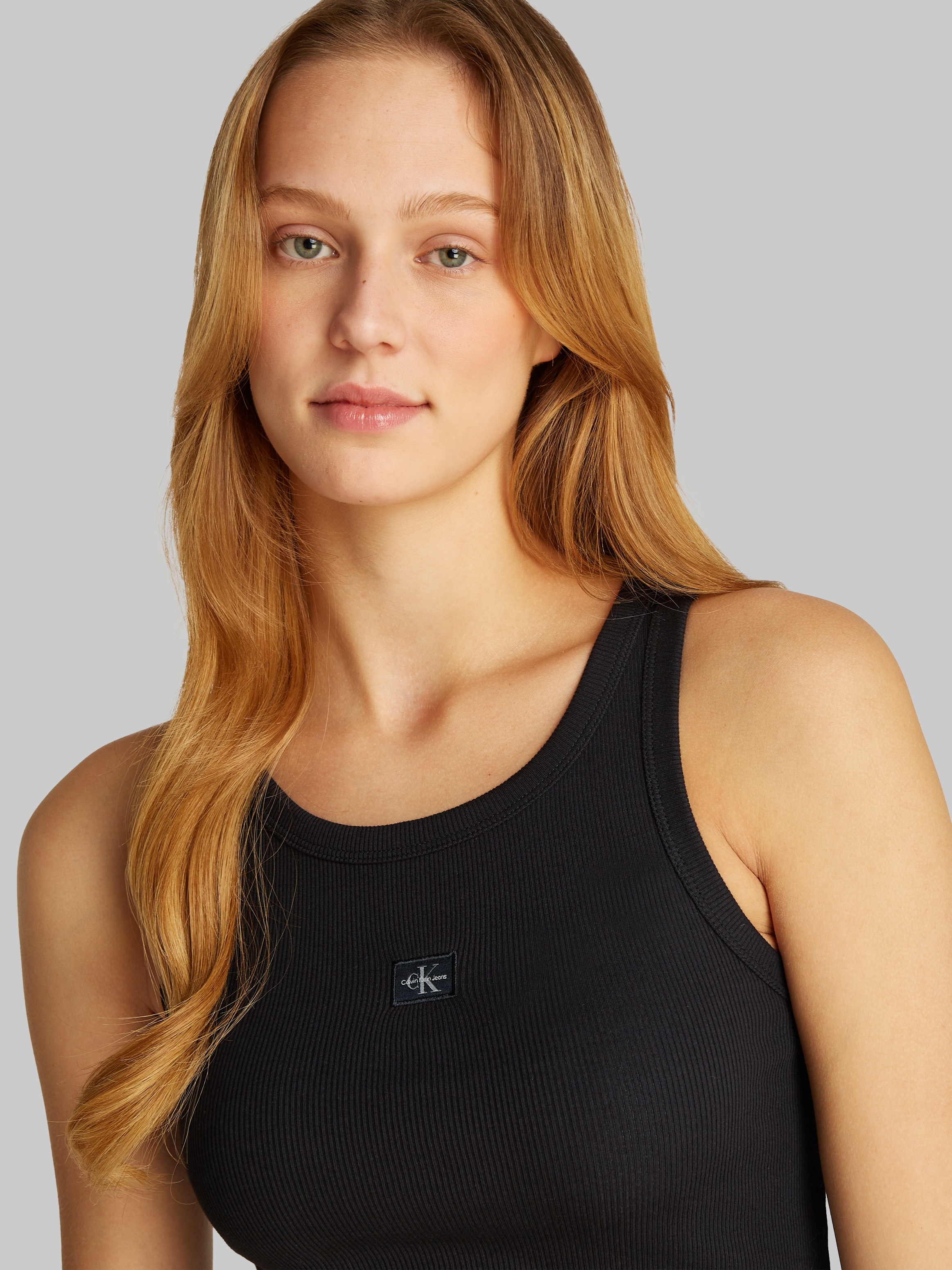 Calvin Klein Jeans Tanktop "WOVEN LABEL RIB TANK TOP", mit Logodruck günstig online kaufen