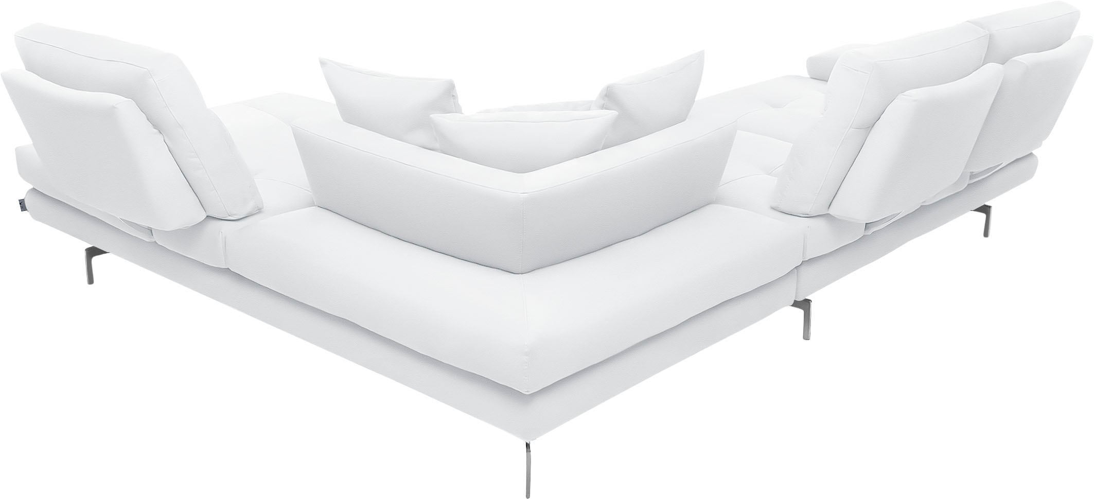 CALIA ITALIA Ecksofa »Toby Wing, L-Form, Designsofa mit sensationellem Sitzkomfort«, Sitztiefenverstell.,wahlw. mit Kissen-Set, Füße chrom glänzend