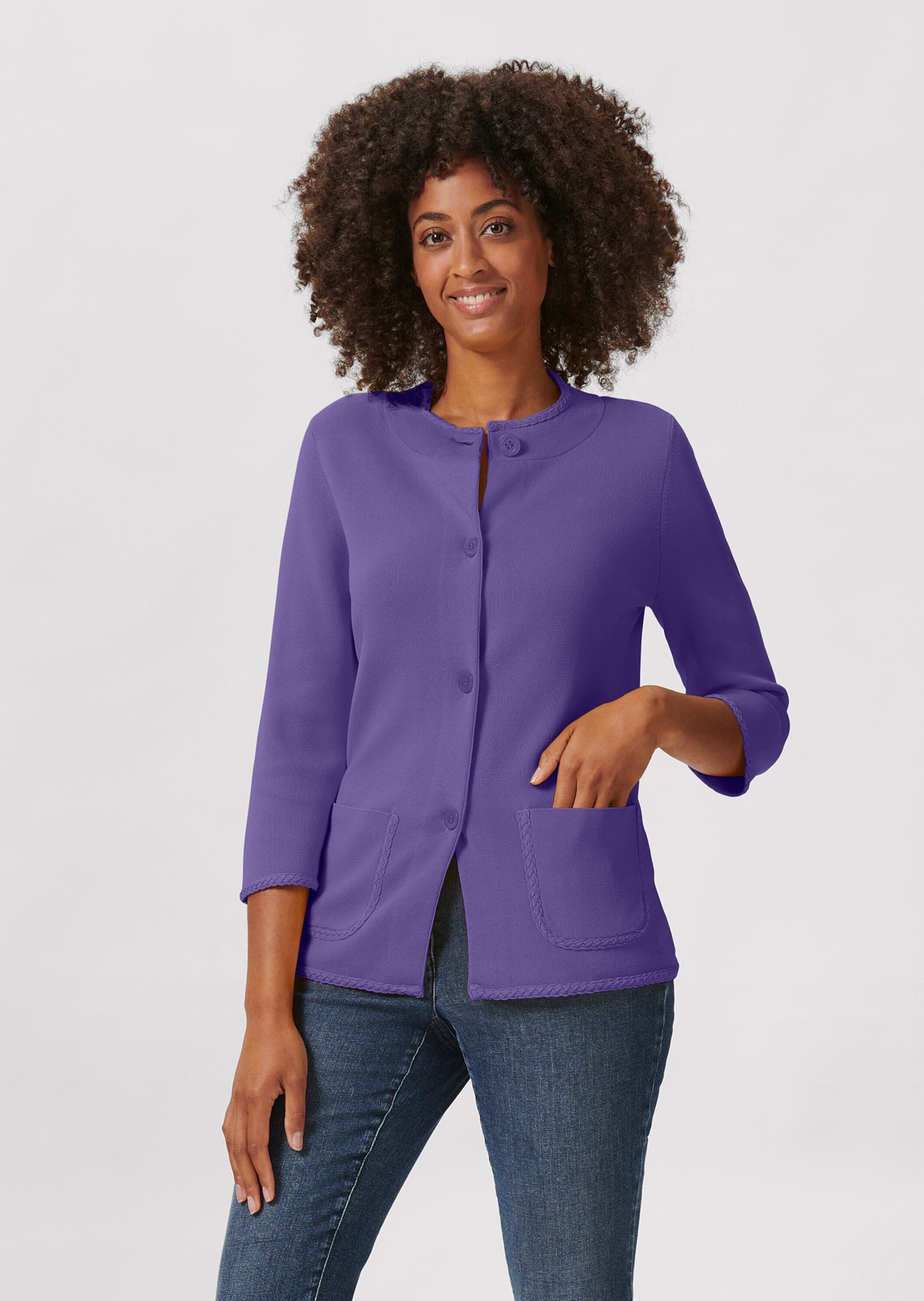 MADELEINE Strickjacke »Strickblazer Strickblazer mit Flechtung«