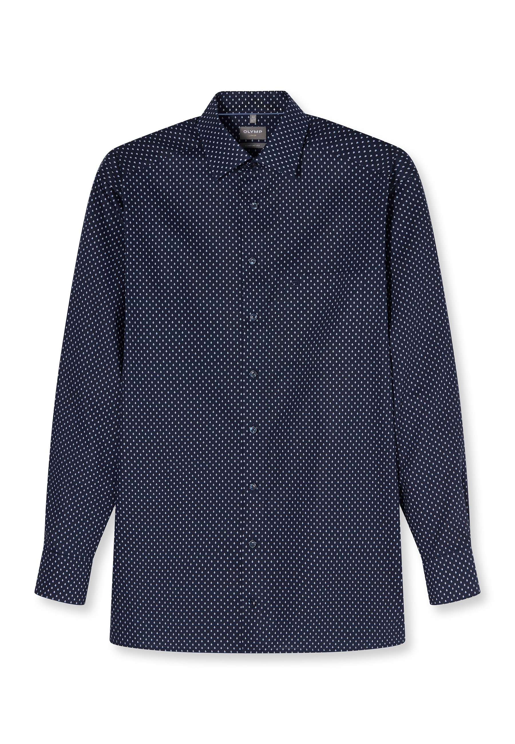 Businesshemd OLYMP "OLYMP Luxor, comfort fit, New Kent", Herren, Gr. 40, Normaler Arm, marine, 100% Baumwolle, Hemden