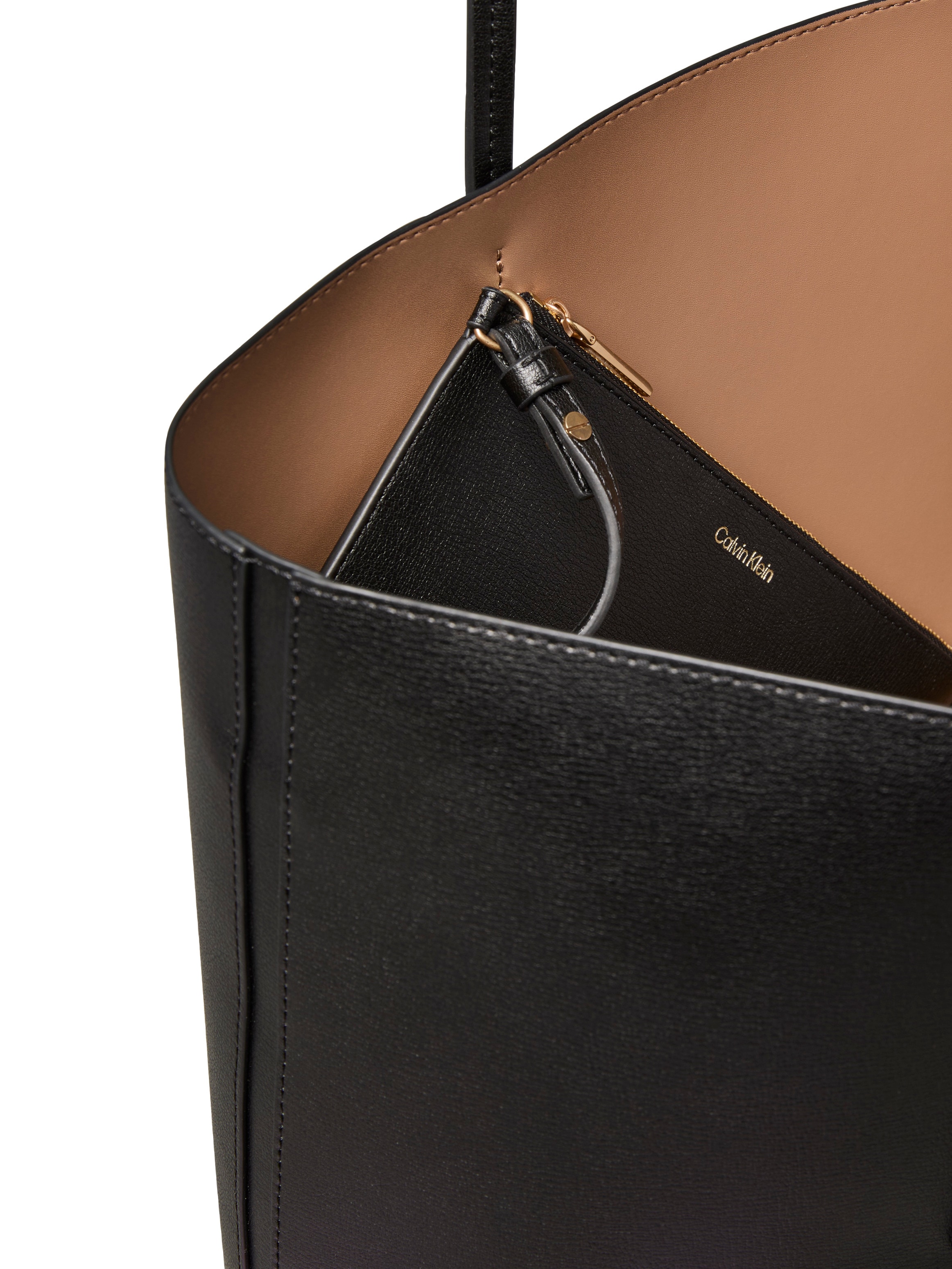 Calvin Klein Henkeltasche »FOIL LOGO TOTE W/POUCH« Damen-Schultertasche mit Reißverschluss-Tasche