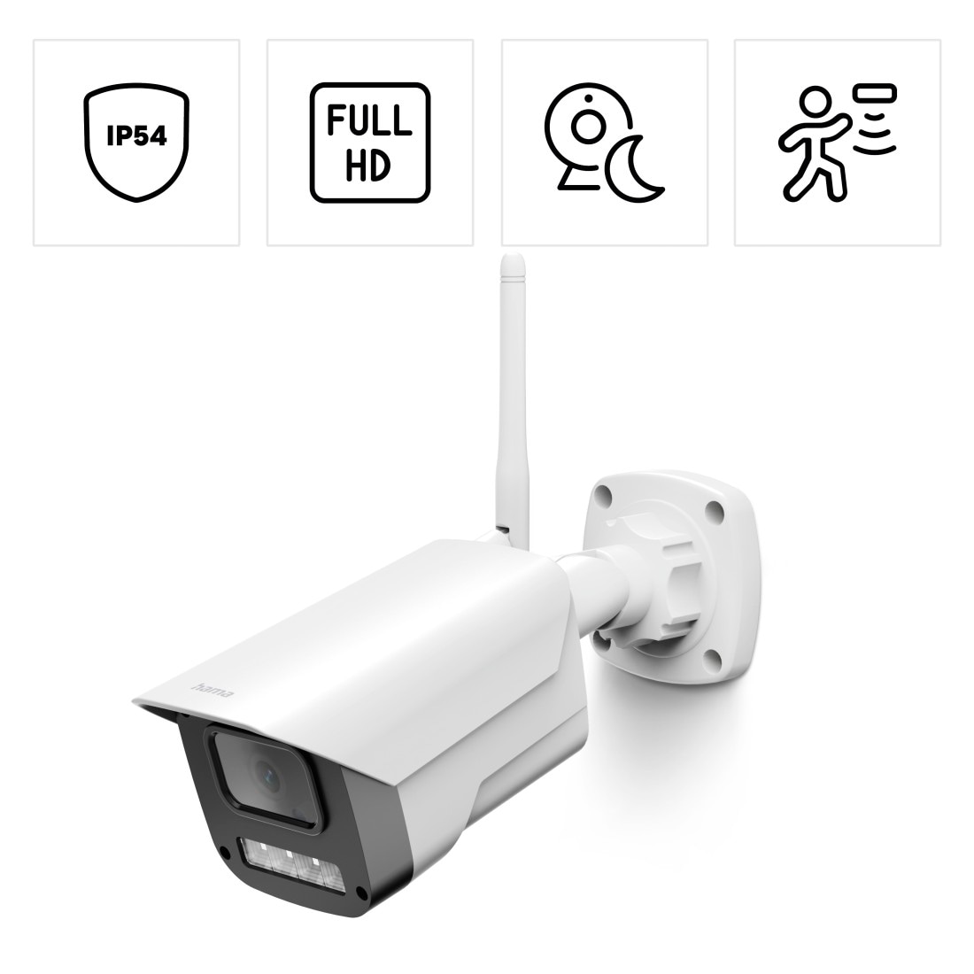 Hama Überwachungskamera »WLAN-Überwachungskamera außen Full HD mit Nachtsicht IP54« Bewegungsmelder, Gegensprechfunktion, Privatmodus, microSD bis 128 GB