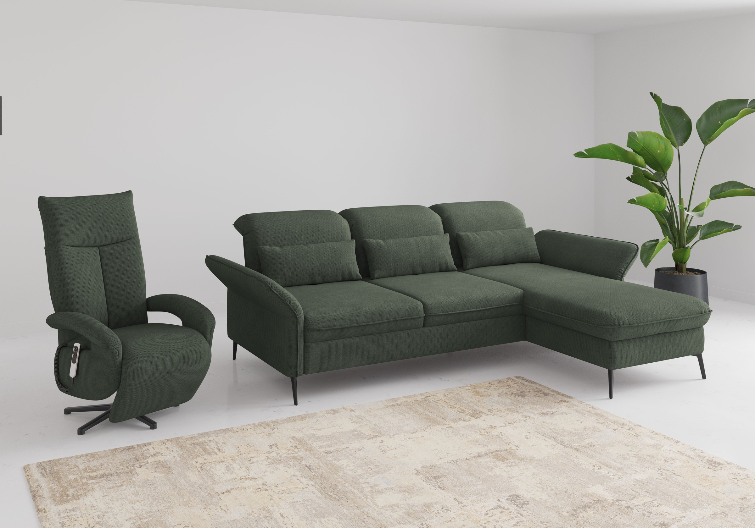 sit&more Ecksofa »Emely«, mit Sitztiefenverstellung optional mit Bettfunktion und Bettkasten