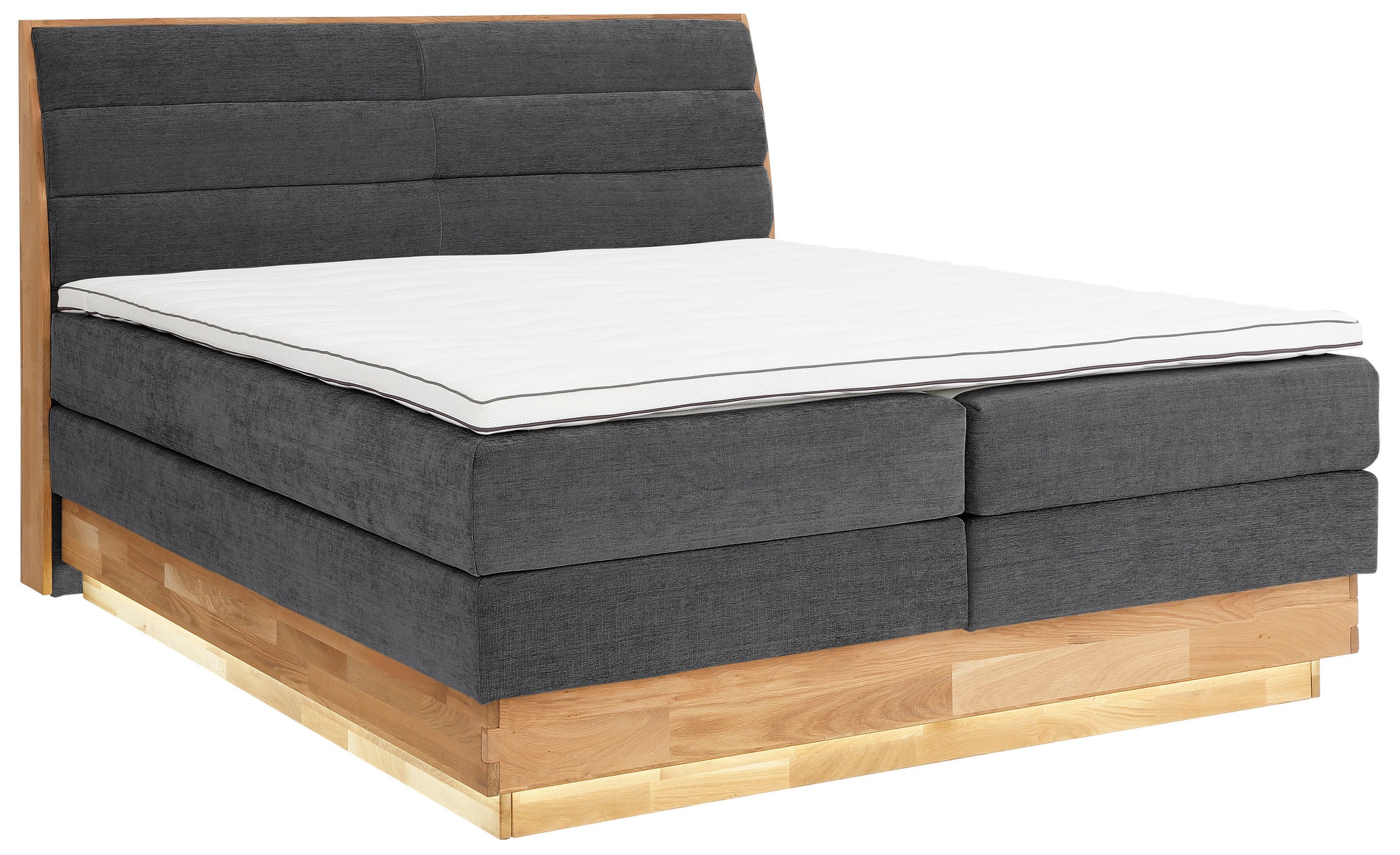 OTTO products Boxspringbett, LED-Beleuchtung, mit zertifizierten, recycelten Bezugsstoffen