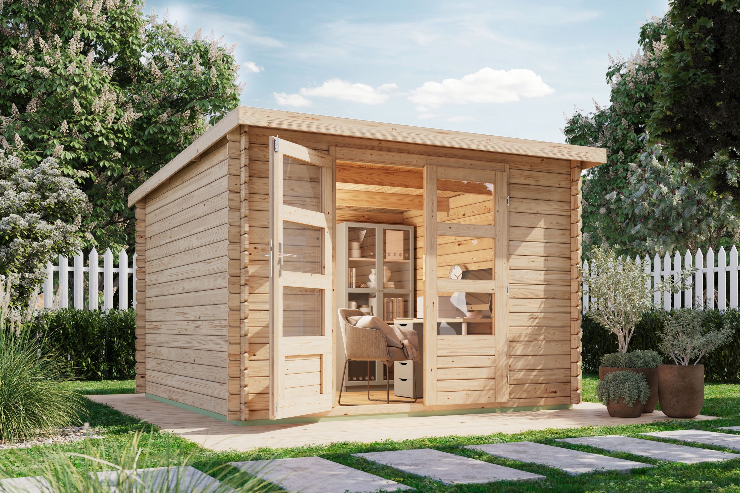 Karibu Gartenhaus ""Remus" Pultdach 2,97x2,97m solo naturbelassen", Gartenh günstig online kaufen