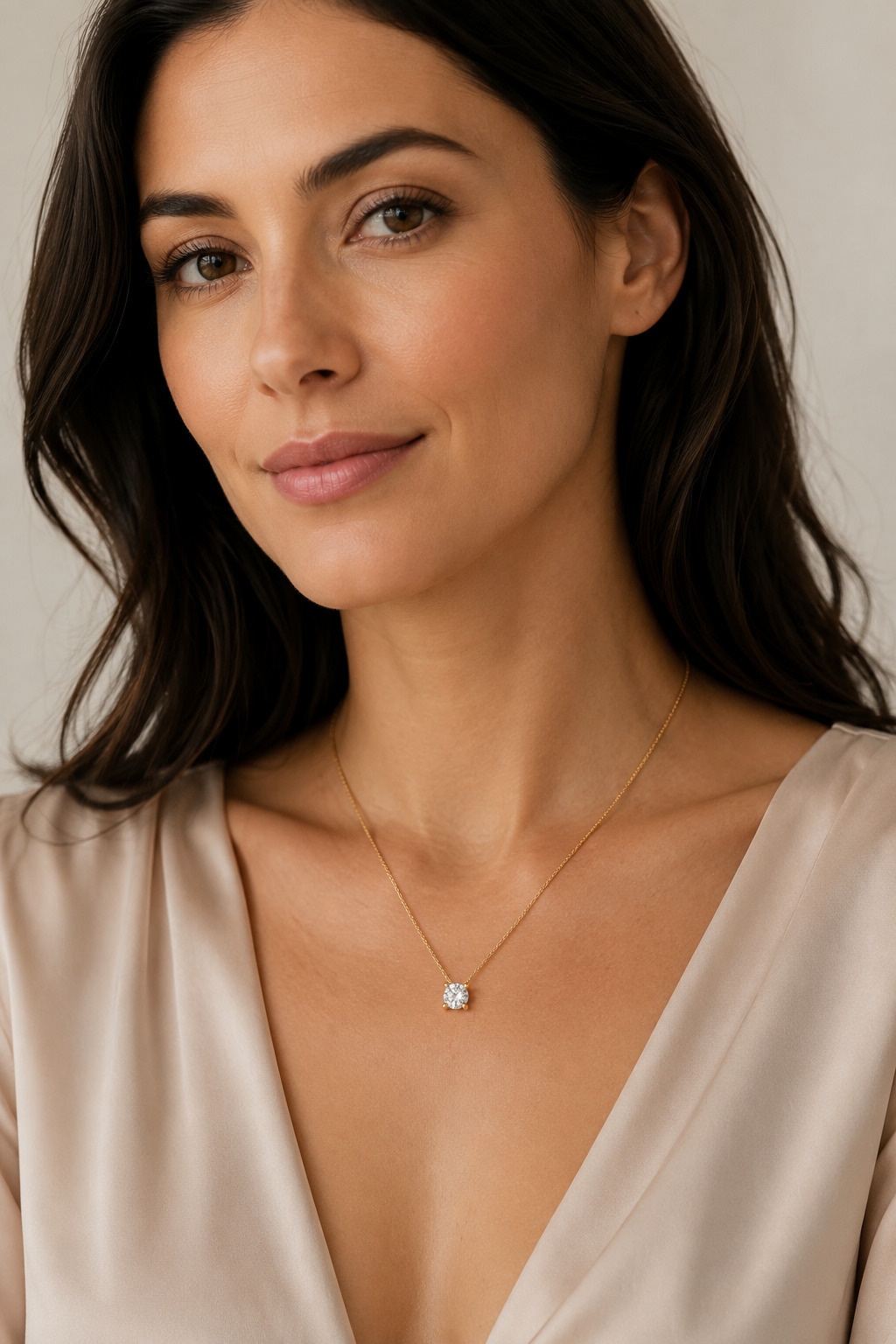 ONE ELEMENT Kette mit Anhänger »Collier Halskette aus 585 Gold - 45 cm« mit 1 Lab Grown Diamant / Labordiamant 0,25 ct