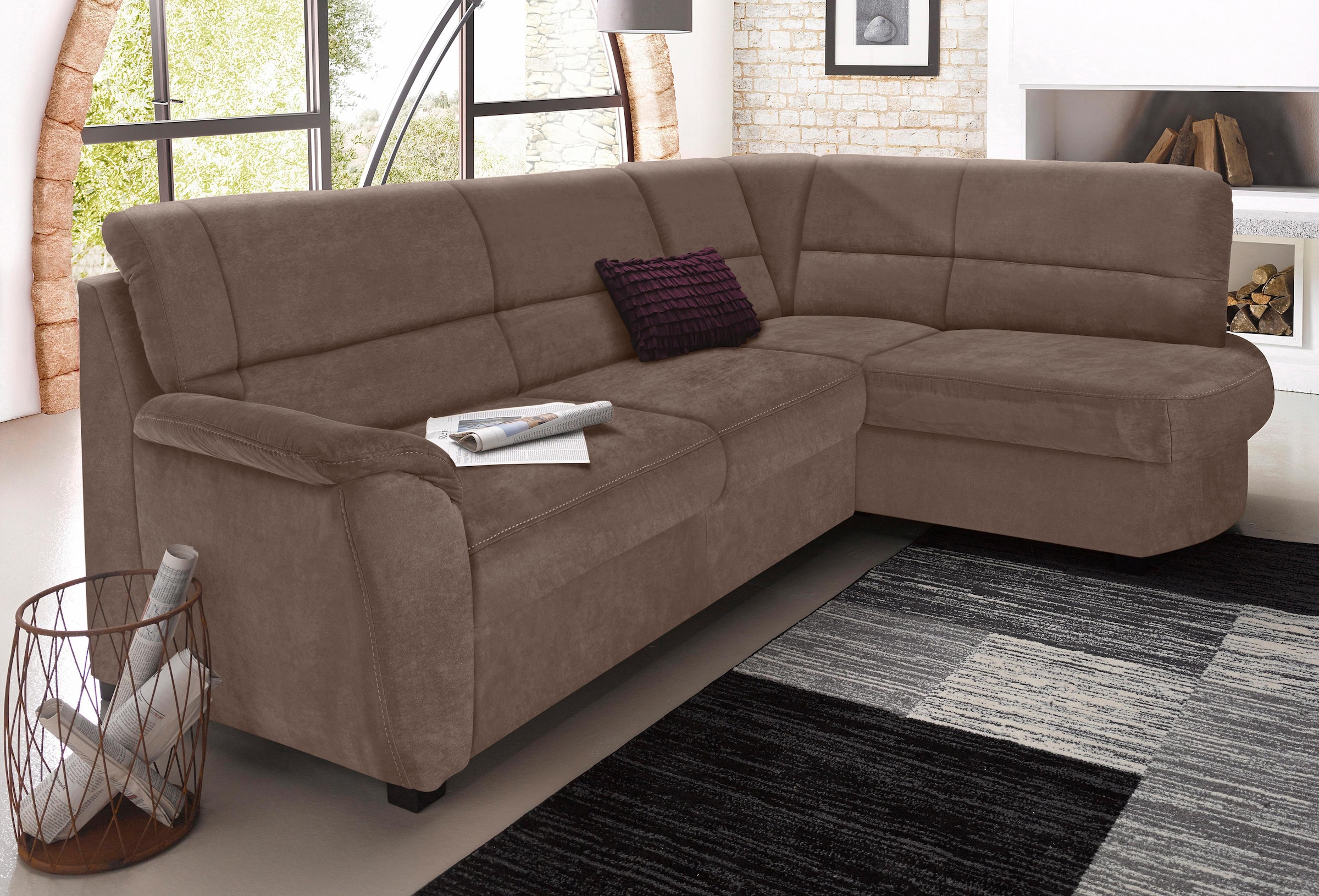 sit&more Ecksofa "Pandora L-Form", wahlweise mit Bettfunktion und Bettkasten