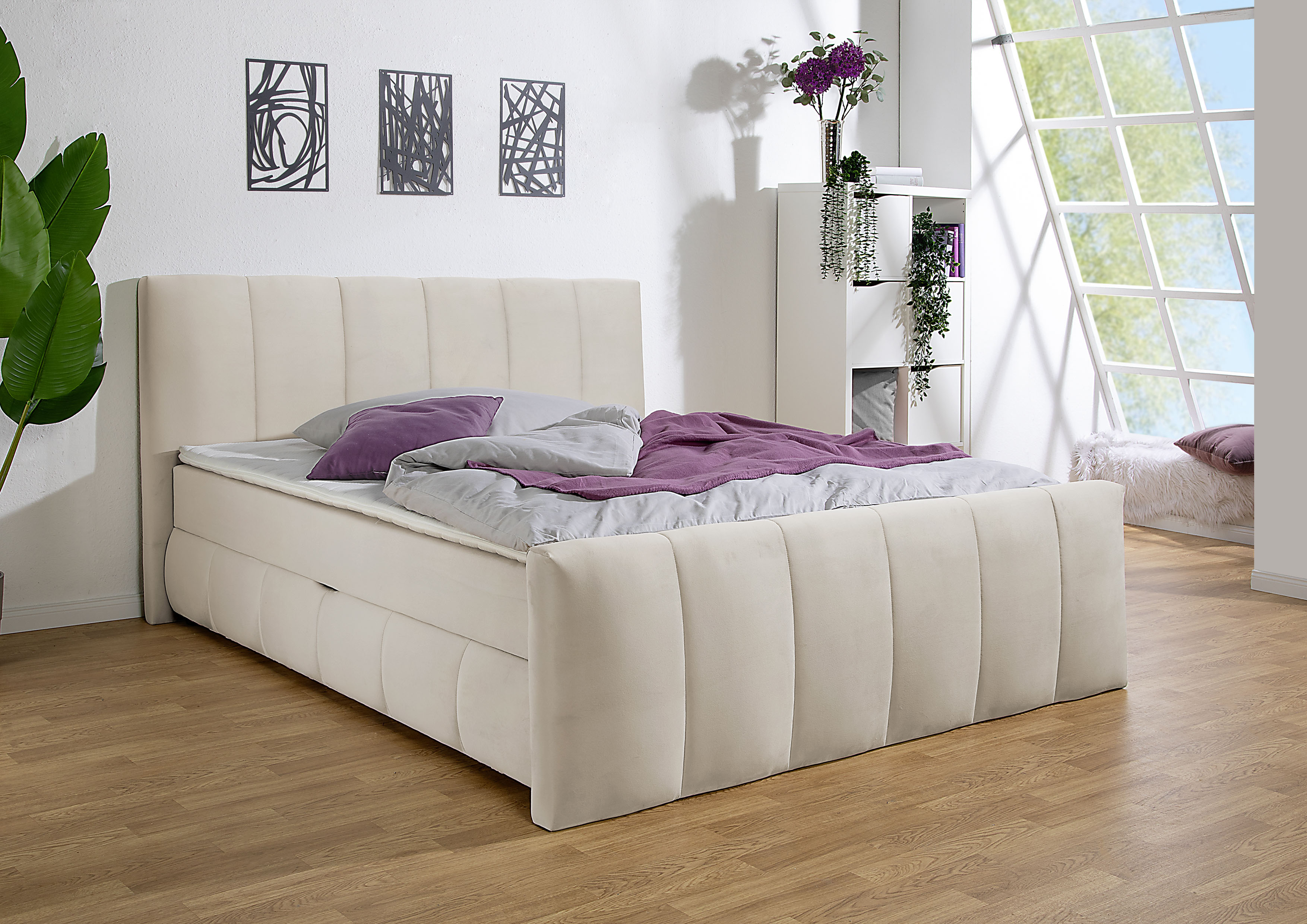 Home affaire Boxbett "Hanelore inkl. Bettkasten und Topper" Boxbett mit Bettkasten und Fußteil, inkl. Topper