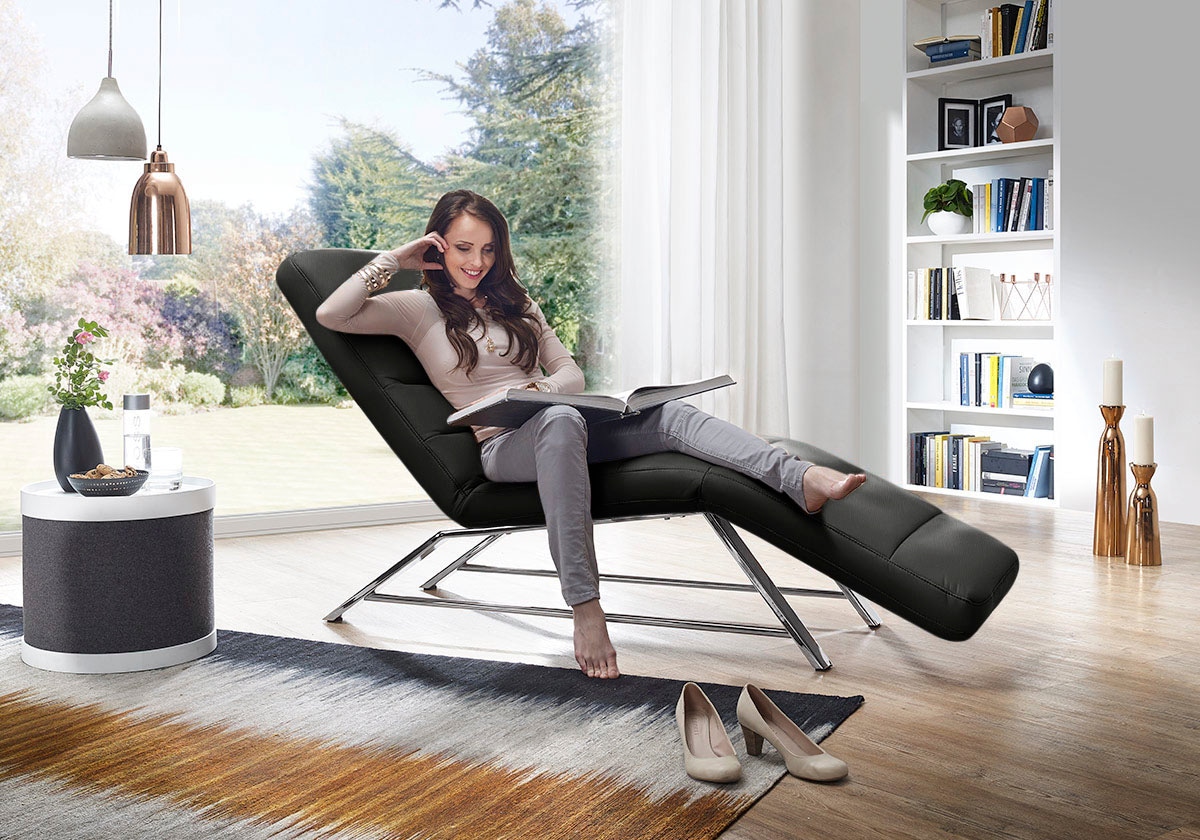 W.SCHILLIG Relaxliege "daily dreams bequem und elegant, B/T 75/170cm" Funktionsliege wahlweise mit Motor, Gestell Chrom, Breite 75 cm