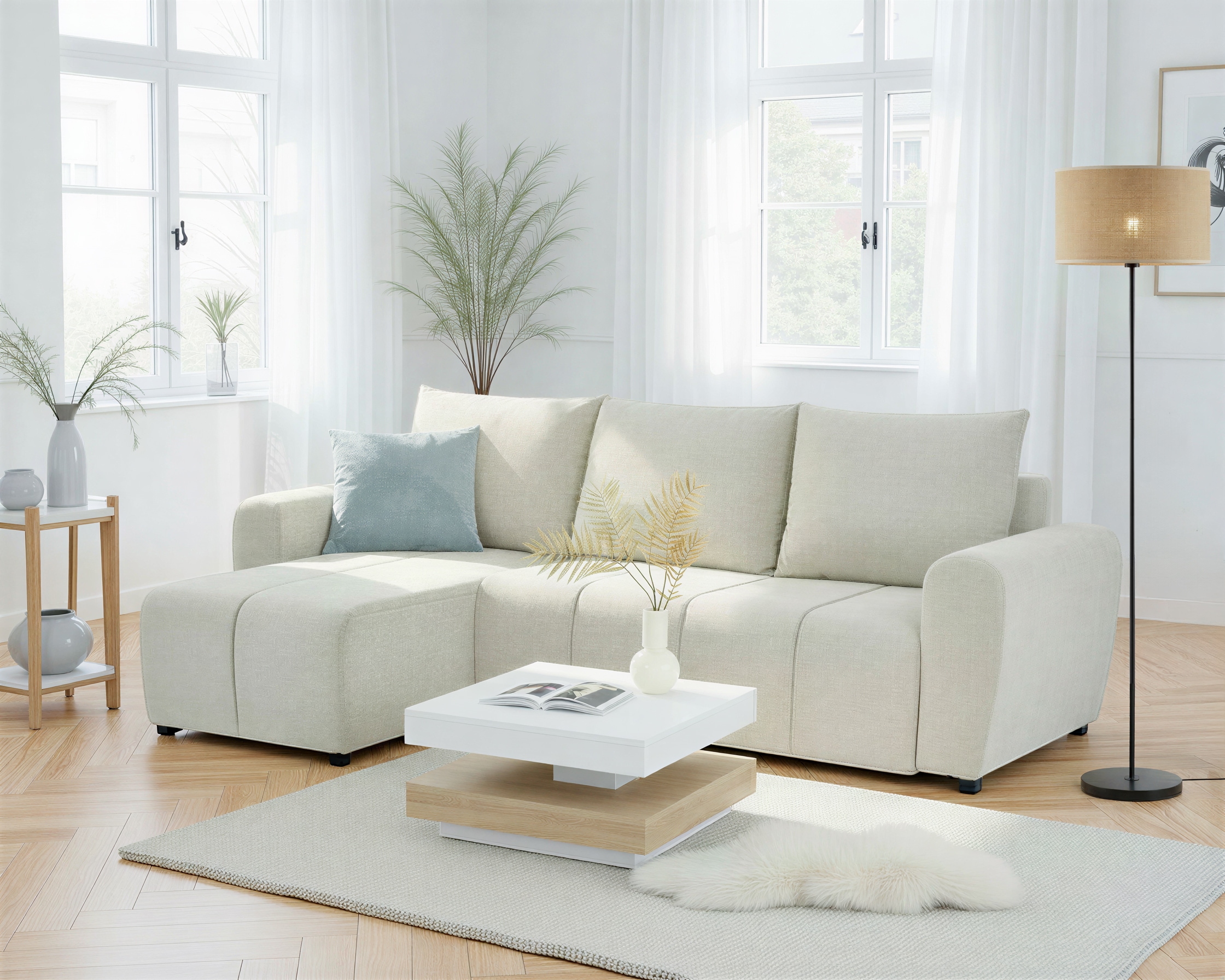 Home affaire Ecksofa "Nortrud, 241 cm, L-Form, mit Schlaffunktion u. Bettka günstig online kaufen