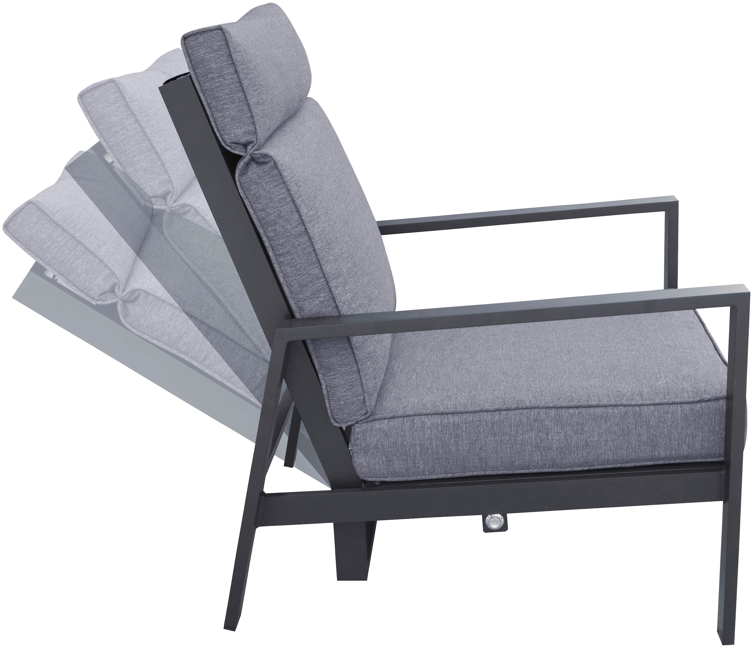 | cm, KONIFERA Gartenlounge-Set Sofa, Aluminium), (Set, 1x 100x60x42 Tisch 1x BAUR tlg., Sessel, 4 2x verstellbare Rückenlehnen 2er »Detroit«,
