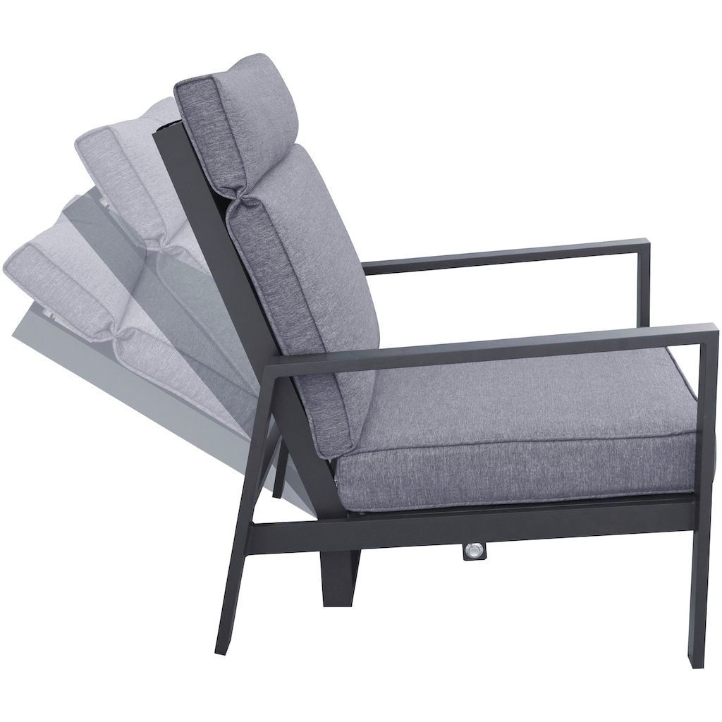 KONIFERA Gartenlounge-Set »Detroit«, (Set, 4 tlg., 1x 2er Sofa, 2x Sessel, 1x Tisch 100x60x42 cm, Aluminium)