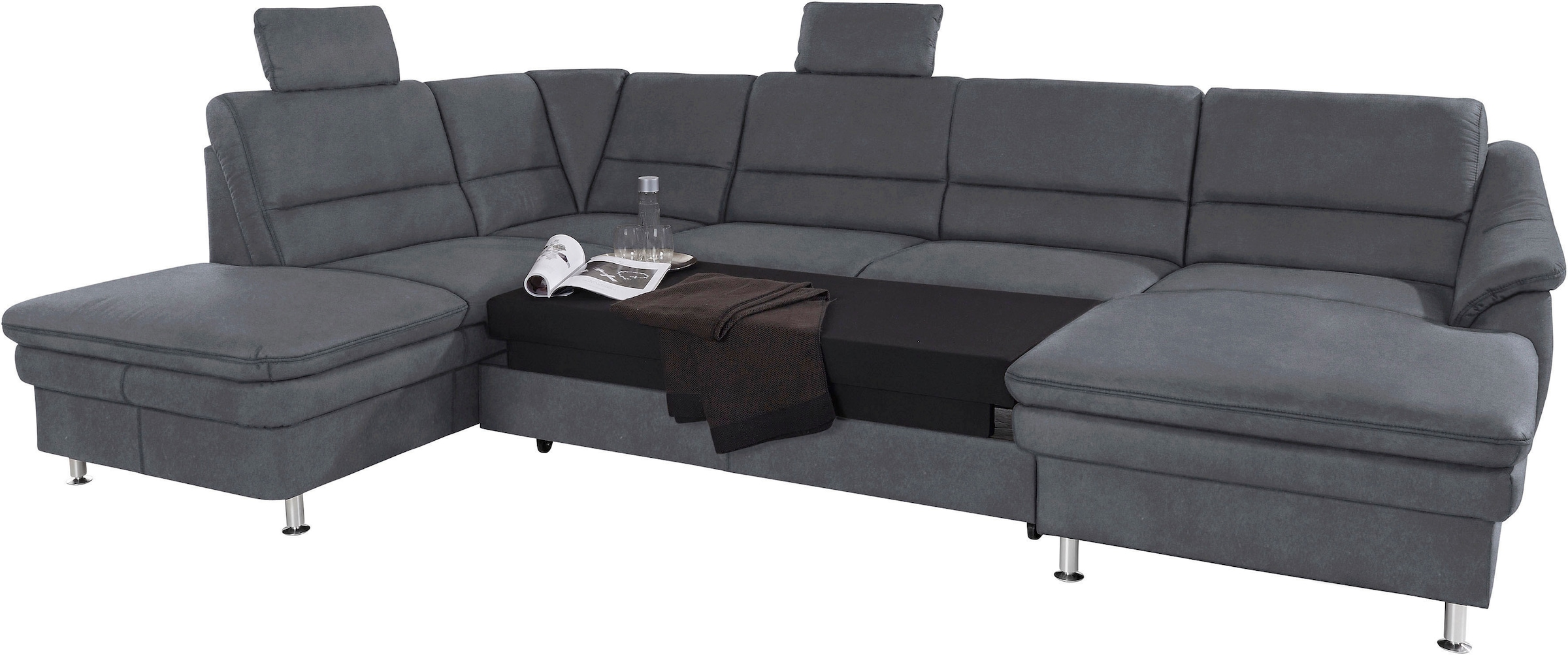 sit&more Wohnlandschaft »Cardoso U-Form«, mit Federkern und Kopfstützen, mit Bettfunktion und Relaxfunktion