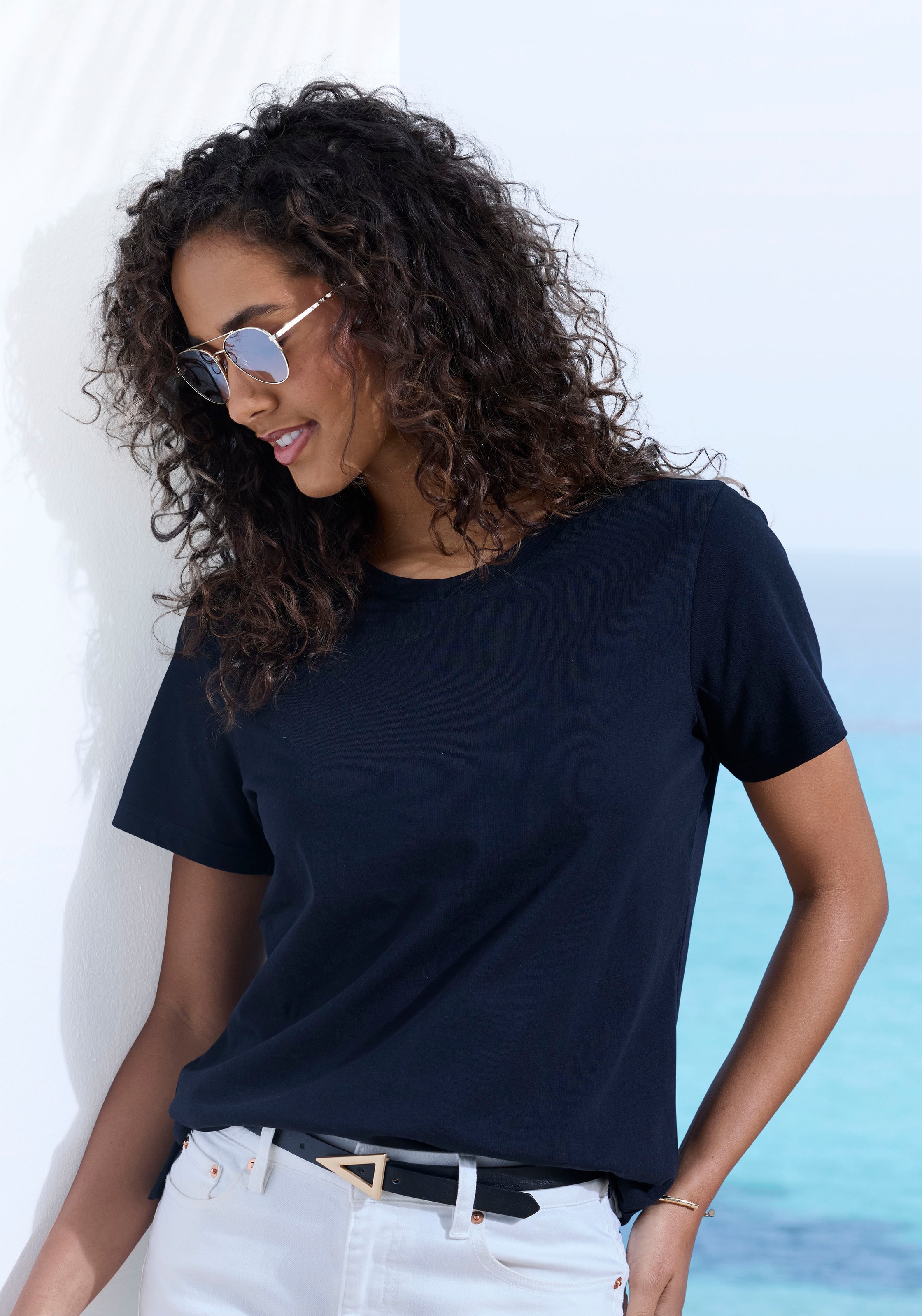 Beachtime T-Shirt "mit modischem Schlitz am Saum" 3er-Pack, aus hochwertige günstig online kaufen