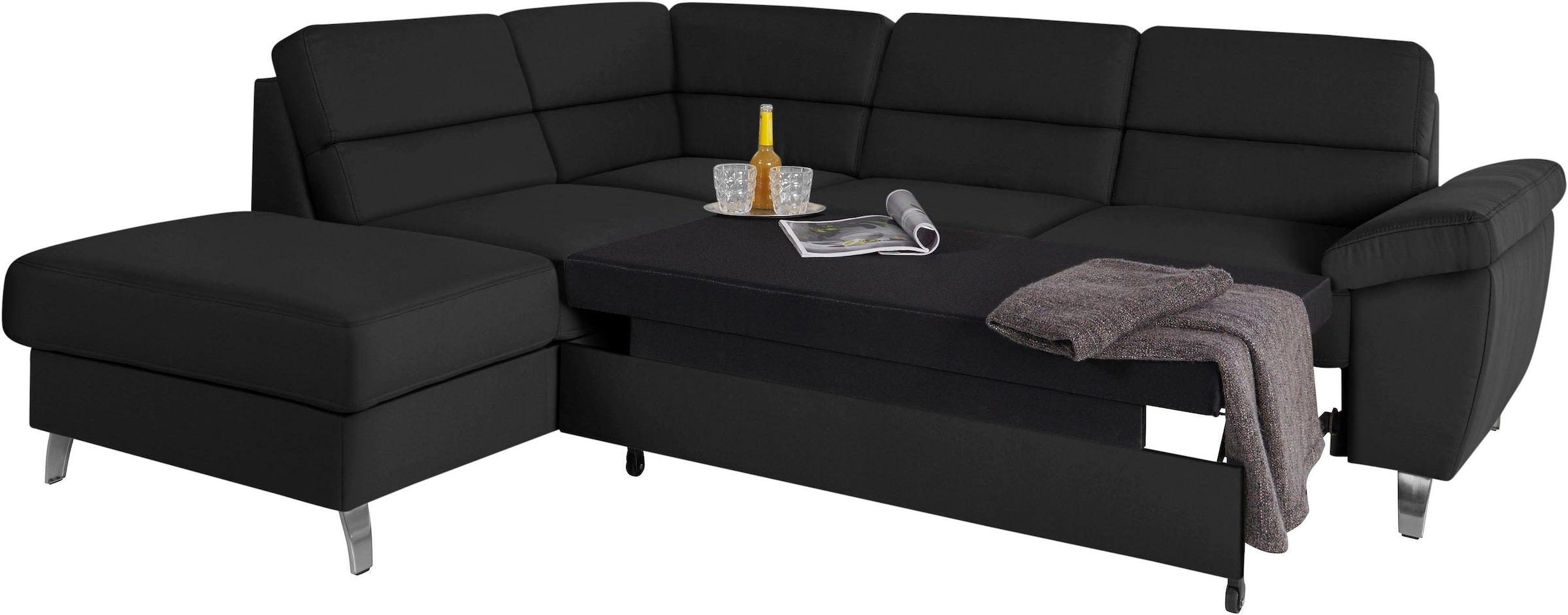 sit&more Ecksofa »Sorano L-Form«, wahlweise mit Bettfunktion und Bettkasten