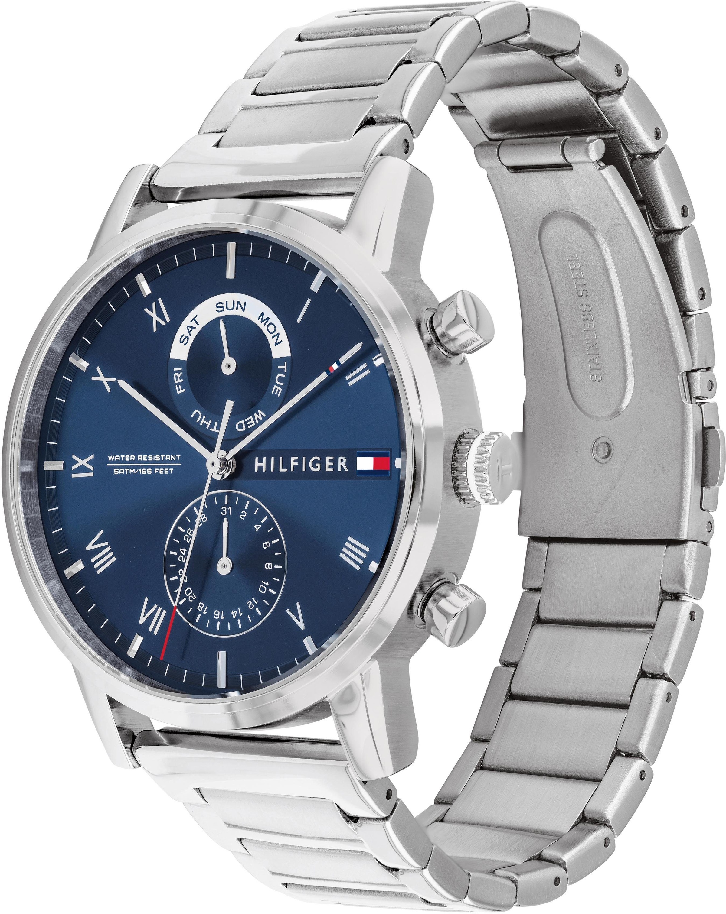 Tommy Hilfiger Multifunktionsuhr »DRESSED UP«, Quarzuhr, Armbanduhr, Herrenuhr, Datum, analog, Edelstahlarmband