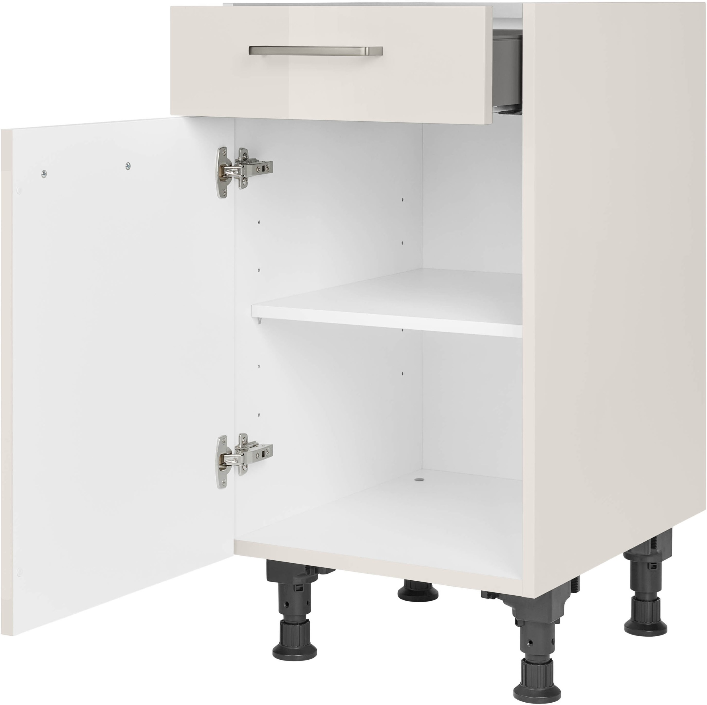 nobilia® Unterschrank »"Flash", Ausrichtung wählbar, vormontiert, in den Breiten 30, 45 und«, 60 cm, mit höhenverstellbaren Sockelfüßen, vormontiert