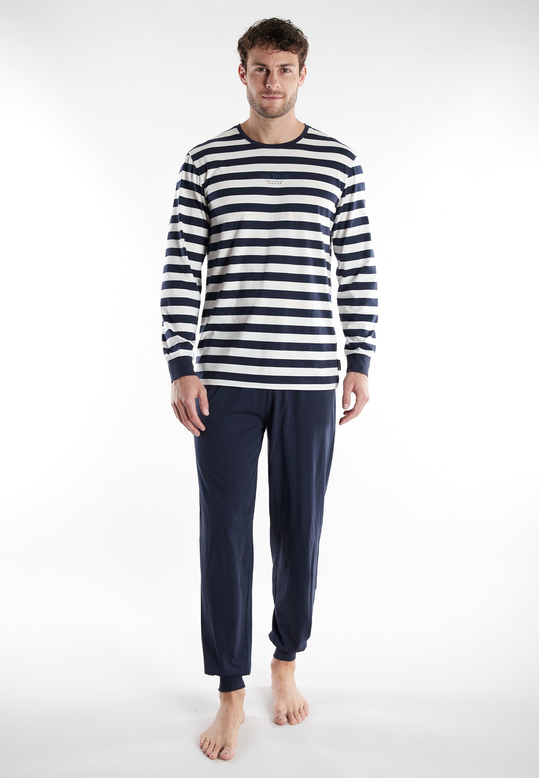 TOM TAILOR Schlafanzug "Milos" 2 tlg. Langarm, Rundhalsausschnitt, gestreif günstig online kaufen