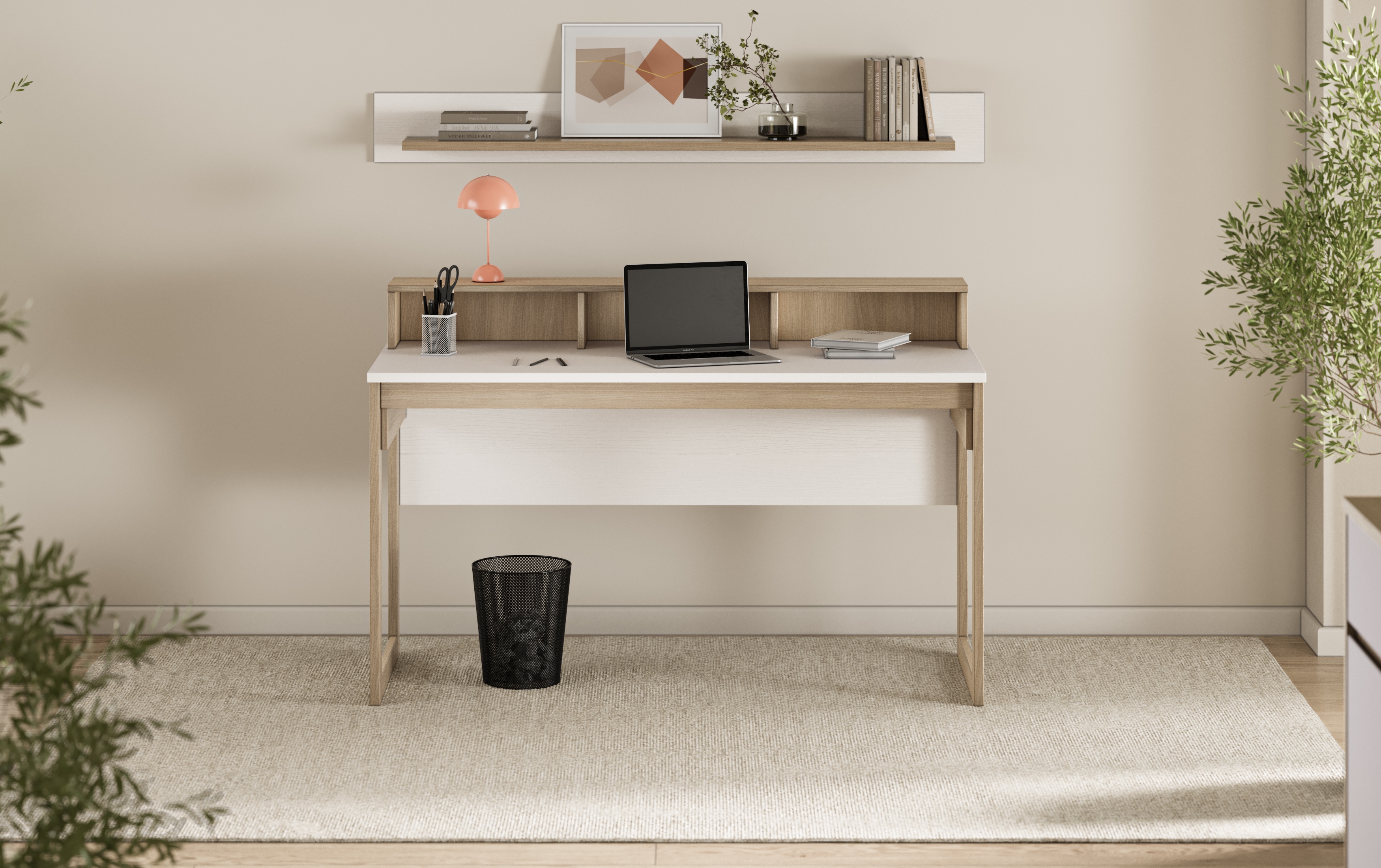 Home affaire 1100000002199 "Stranda im Scandi-Style, Home Office, Büro in zwei Farben verfügbar" 2 Stk. tlg. enthält Schreibtisch und Wandboard