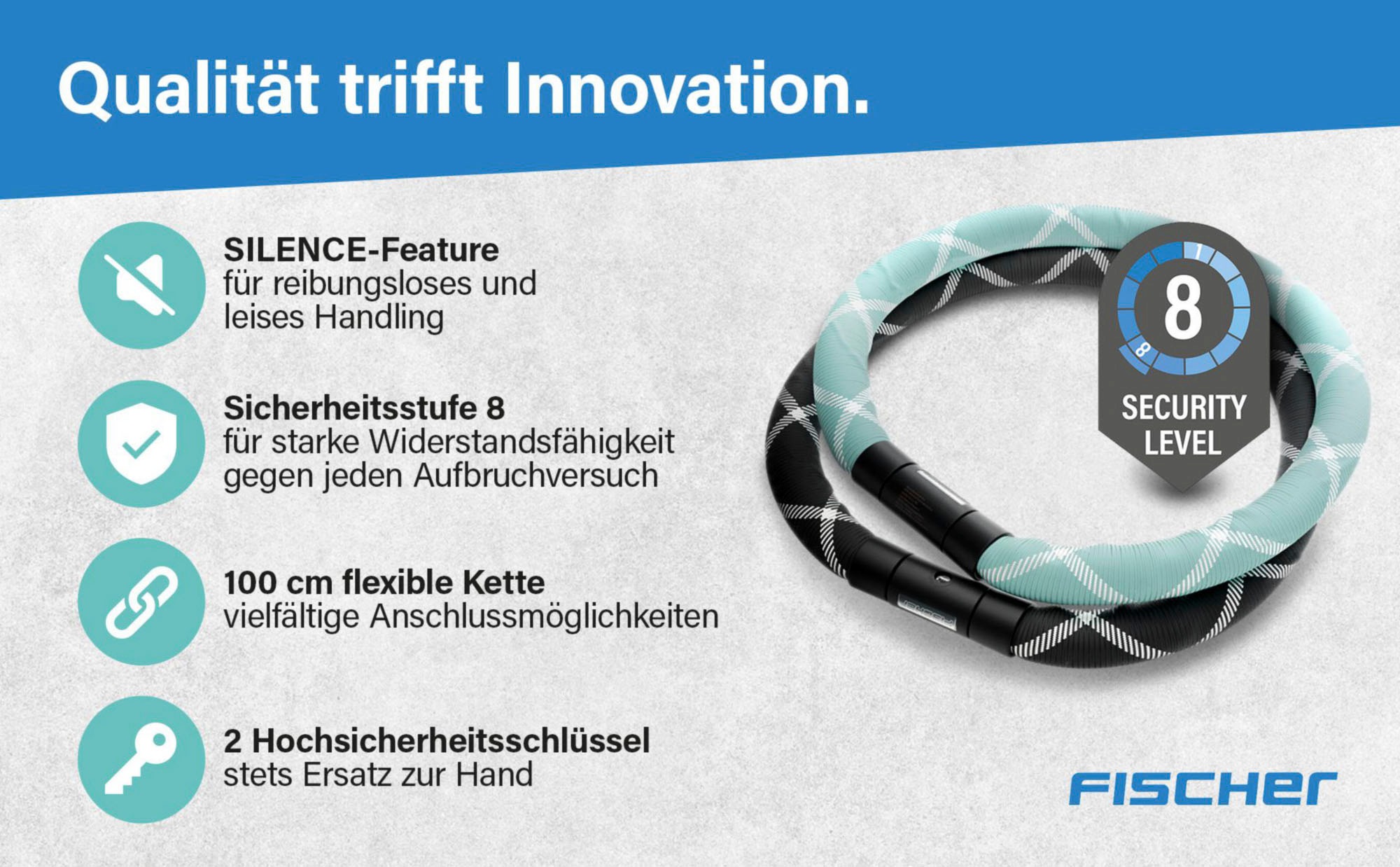 FISCHER Fahrrad Kettenschloss »Kettenschloss SILENCE CK100/32 schwarz«