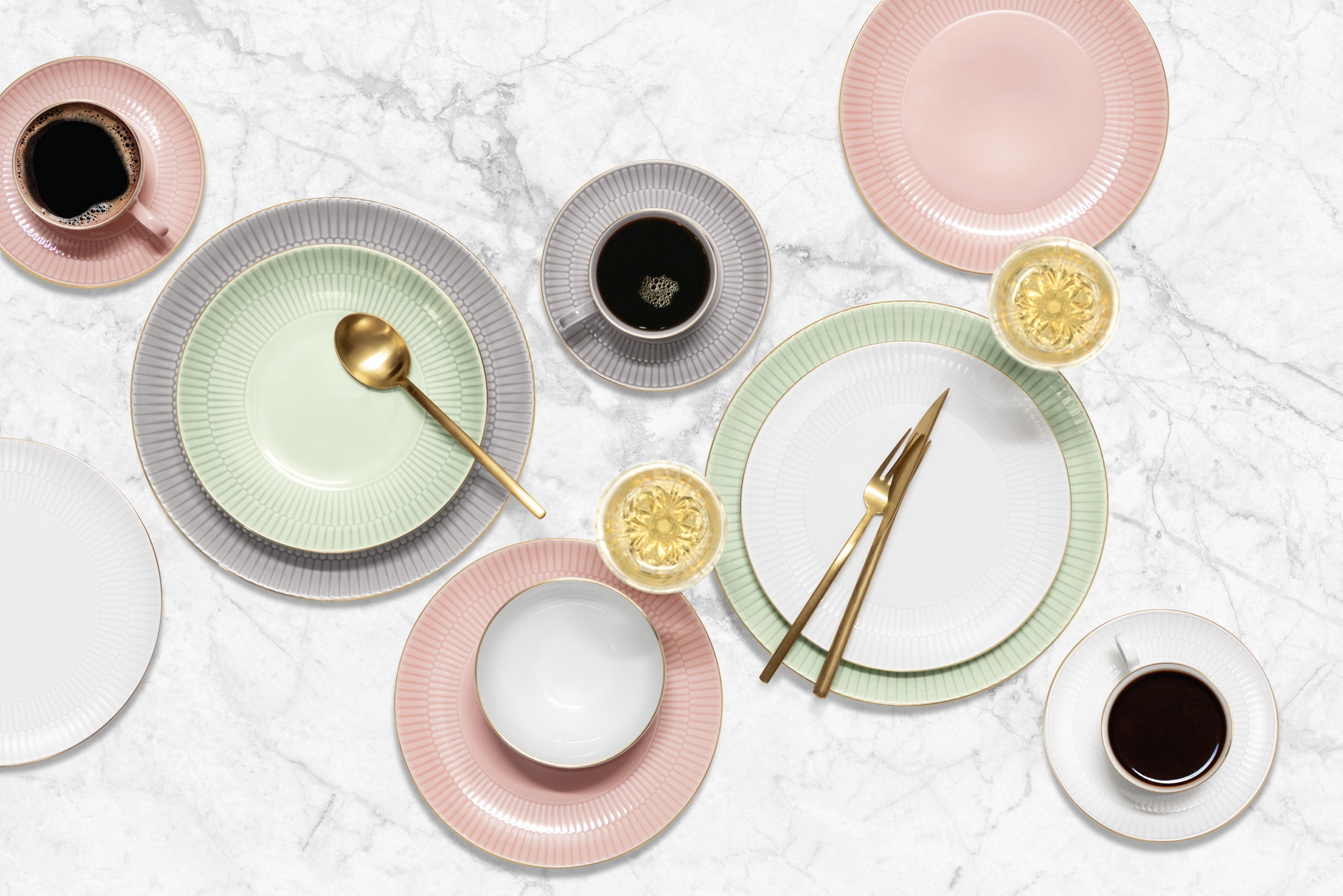 Seltmann Weiden Kaffeeservice »Kaffeeservice 18-teilig Amina Goldrand«, (Set, 18 tlg.), Kaffeetassen, Untertassen, Teller, weiß, gold