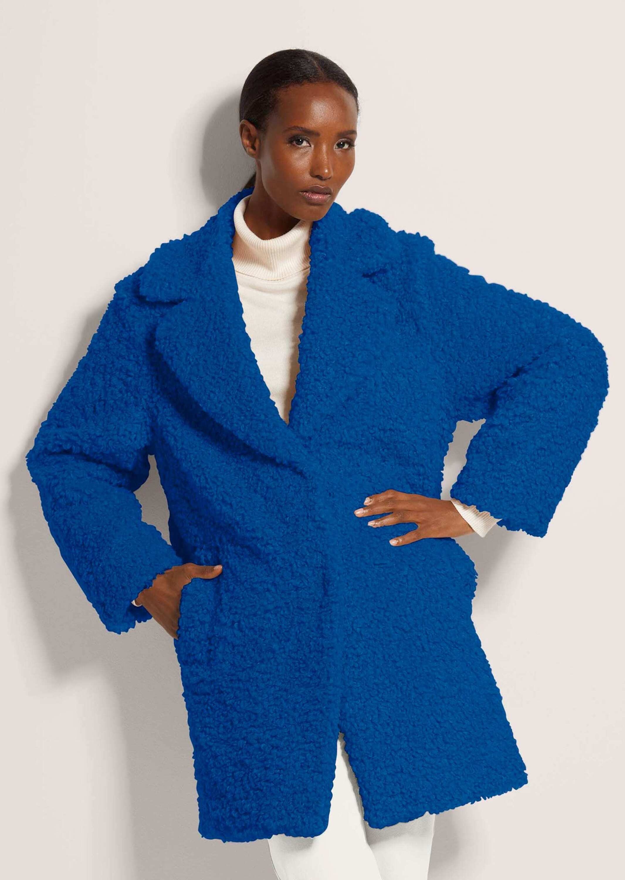 Thumbnail - MADELEINE Langmantel "Teddy-Mantel Flauschiger Webpelz mit Reverskragen" Webpelz Curly-Optik