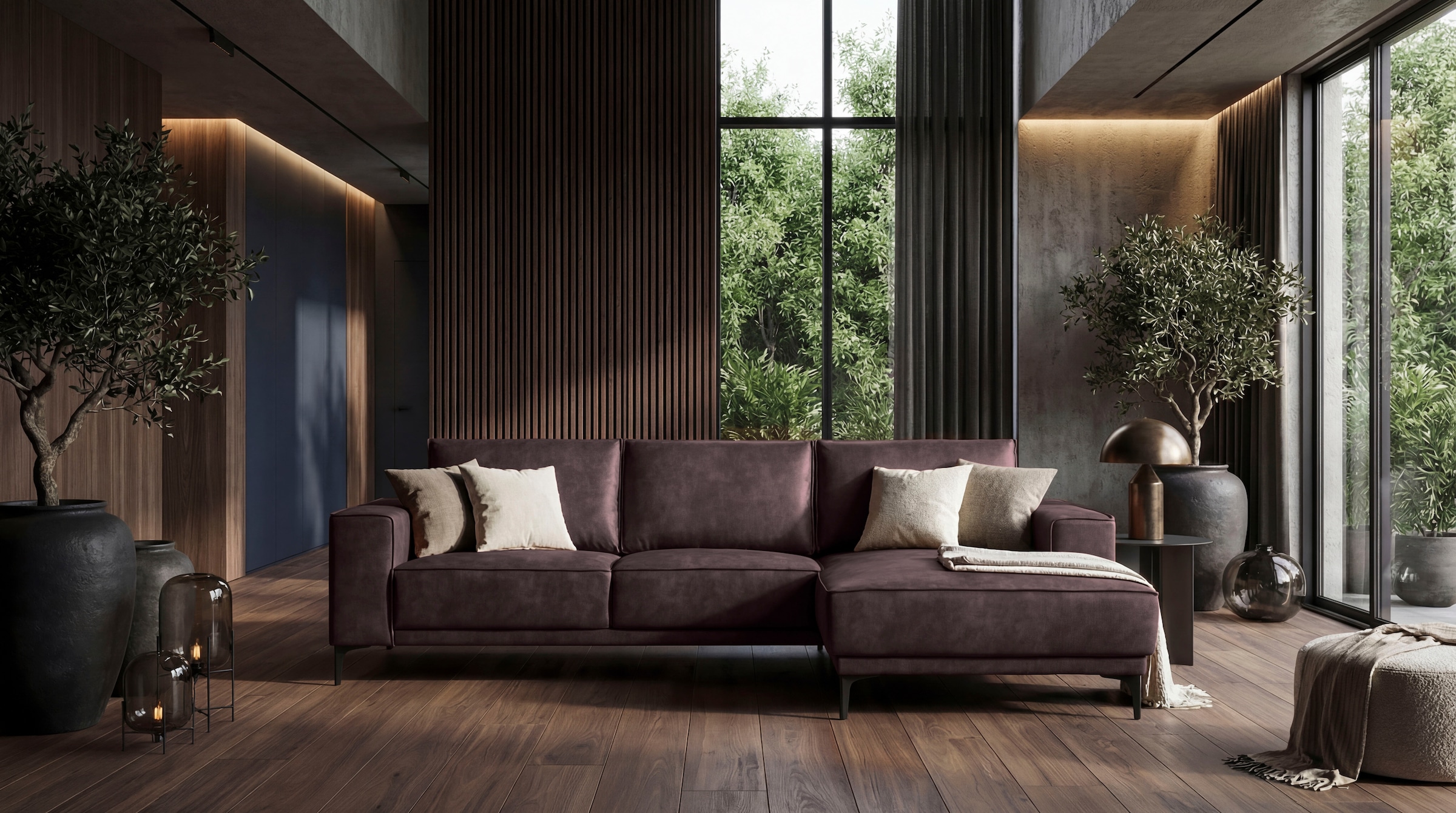 OTTO home Ecksofa »OLAND Luxus-Microfaser L-Form, B: 280 cm, Skandi-Design« L-Form, 280 cm, Wellenunterfederung, Skandi-Design, Metallfüße