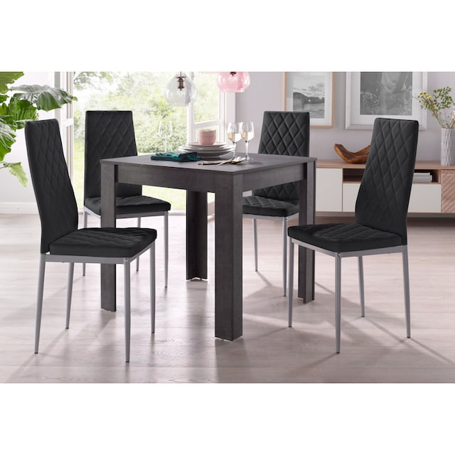 INOSIGN Essgruppe, (Set, 5 tlg.), mit Tisch in schieferfarben, Breite 80 cm  | BAUR