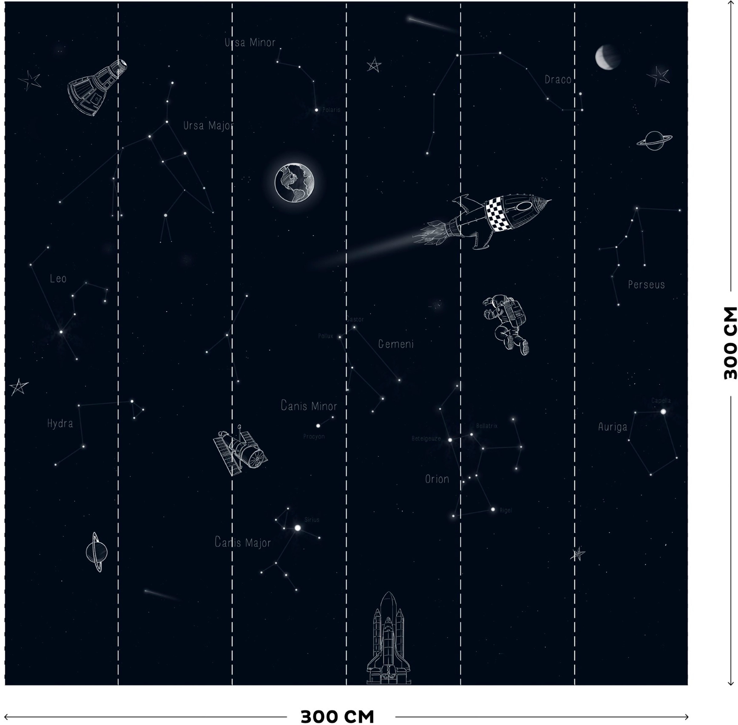 vtwonen Fototapete »Universum«, uni, Schwarz - 300x300cm