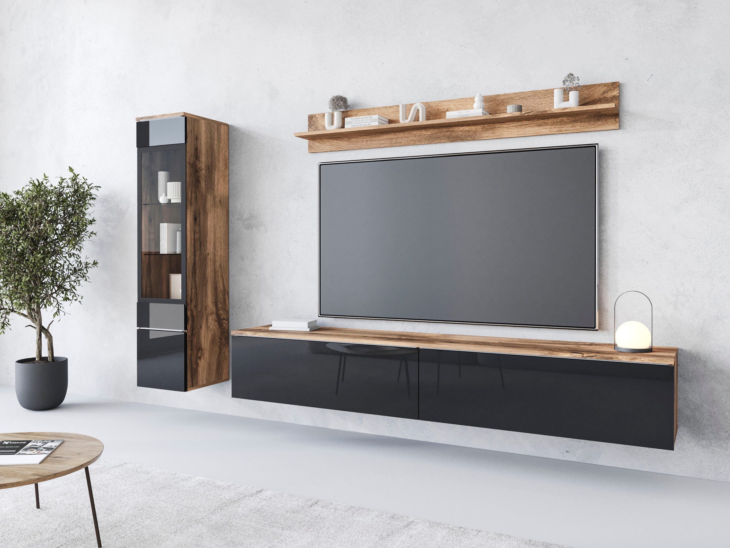 Home affaire Wohnwand "VERA I, Vitrinen Türanschlag links/rechts wechselbar günstig online kaufen