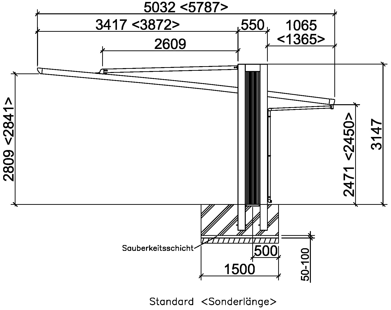 Sonderhöhe-Edelstahl-Look«, 250 kaufen Typ Ximax Aluminium, 150 Aluminium BAUR »My-Port cm, Einzelcarport Typ edelstahlfarben, 3158 |