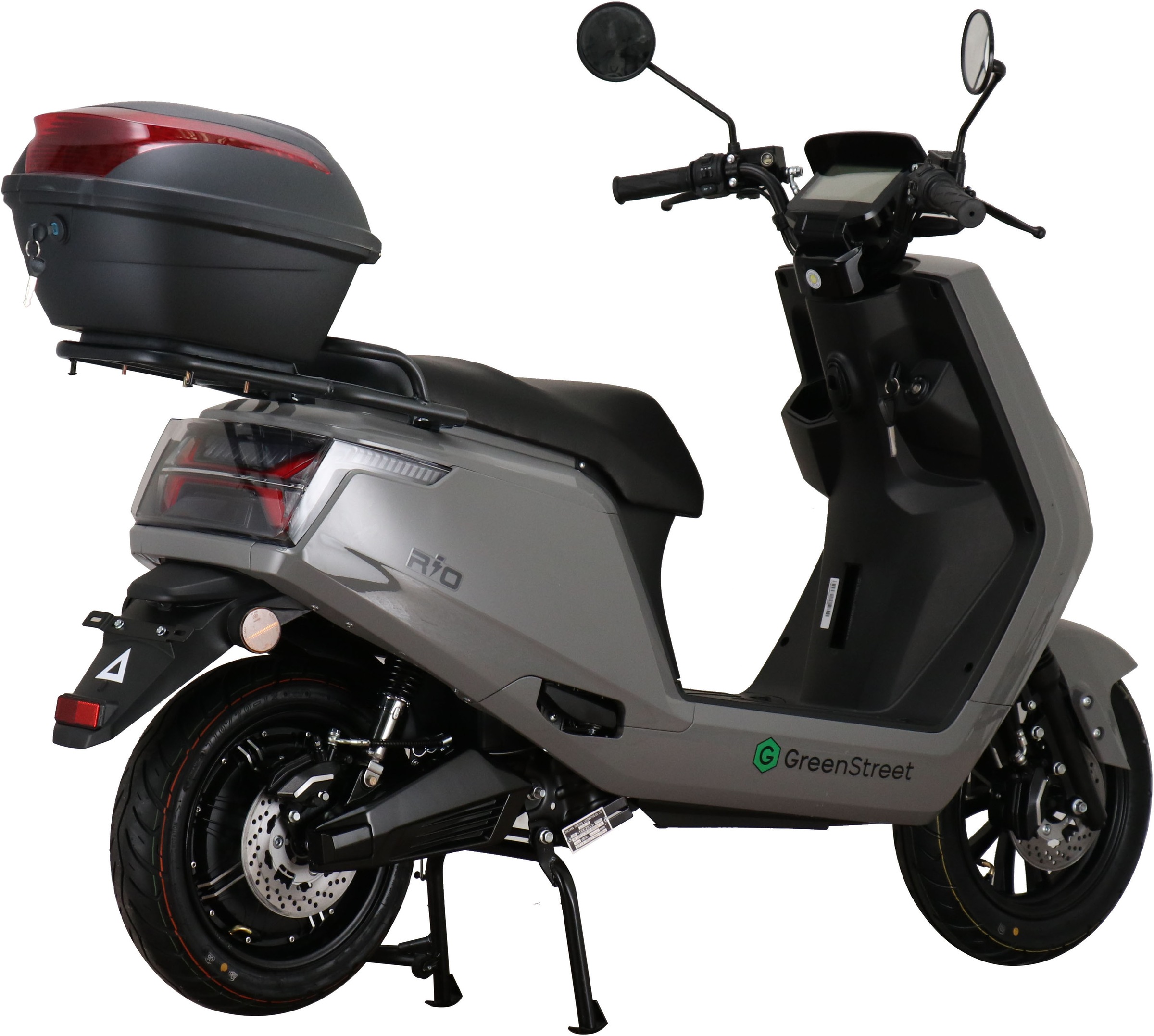 GreenStreet E-Motorroller »Rio 2000W 45 kmh grau inkl. Topcase«, bis zu 55 km Reichweite, breites Rücklicht zur besseren Sichtbarkeit