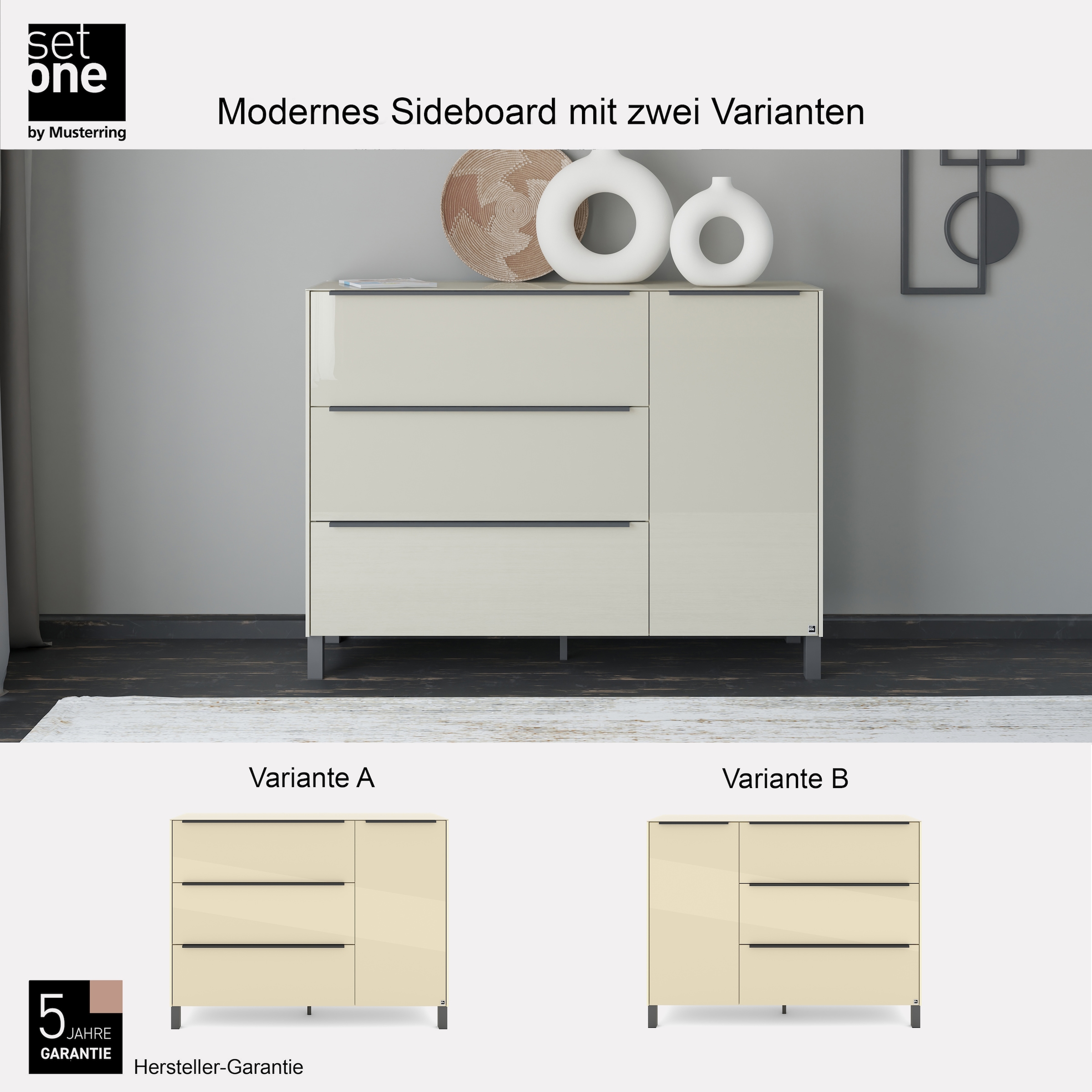 set one by Musterring Sideboard »Reno« 1 Stk. tlg. Mit Vierkantfuß in diversen Farben, 106 cm Höhe & Farbauswahl