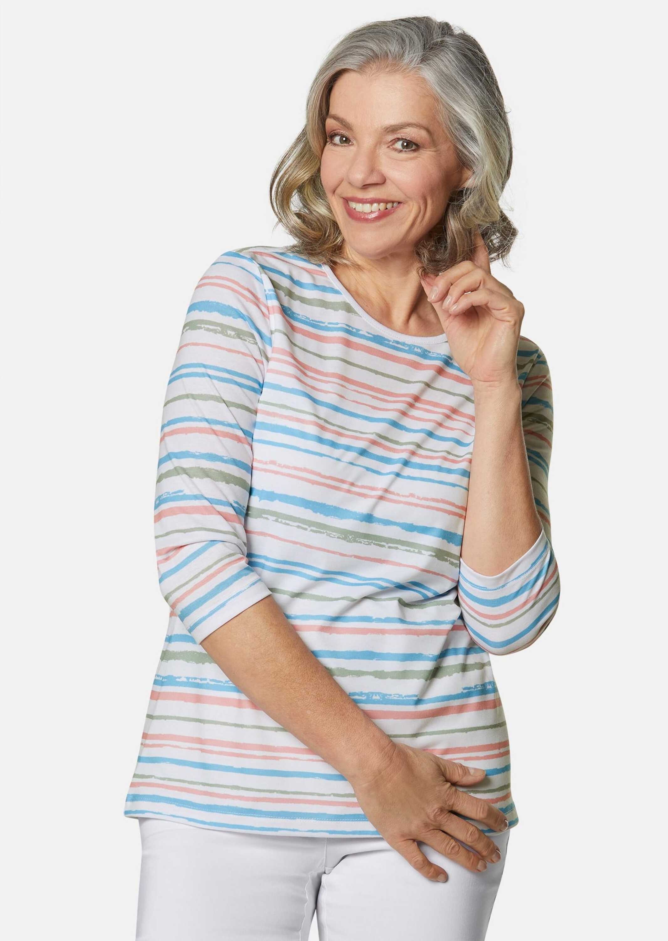 GOLDNER 3/4-Arm-Shirt "Kurzgröße Pflegeleichtes Shirt in Ringeloptik" günstig online kaufen