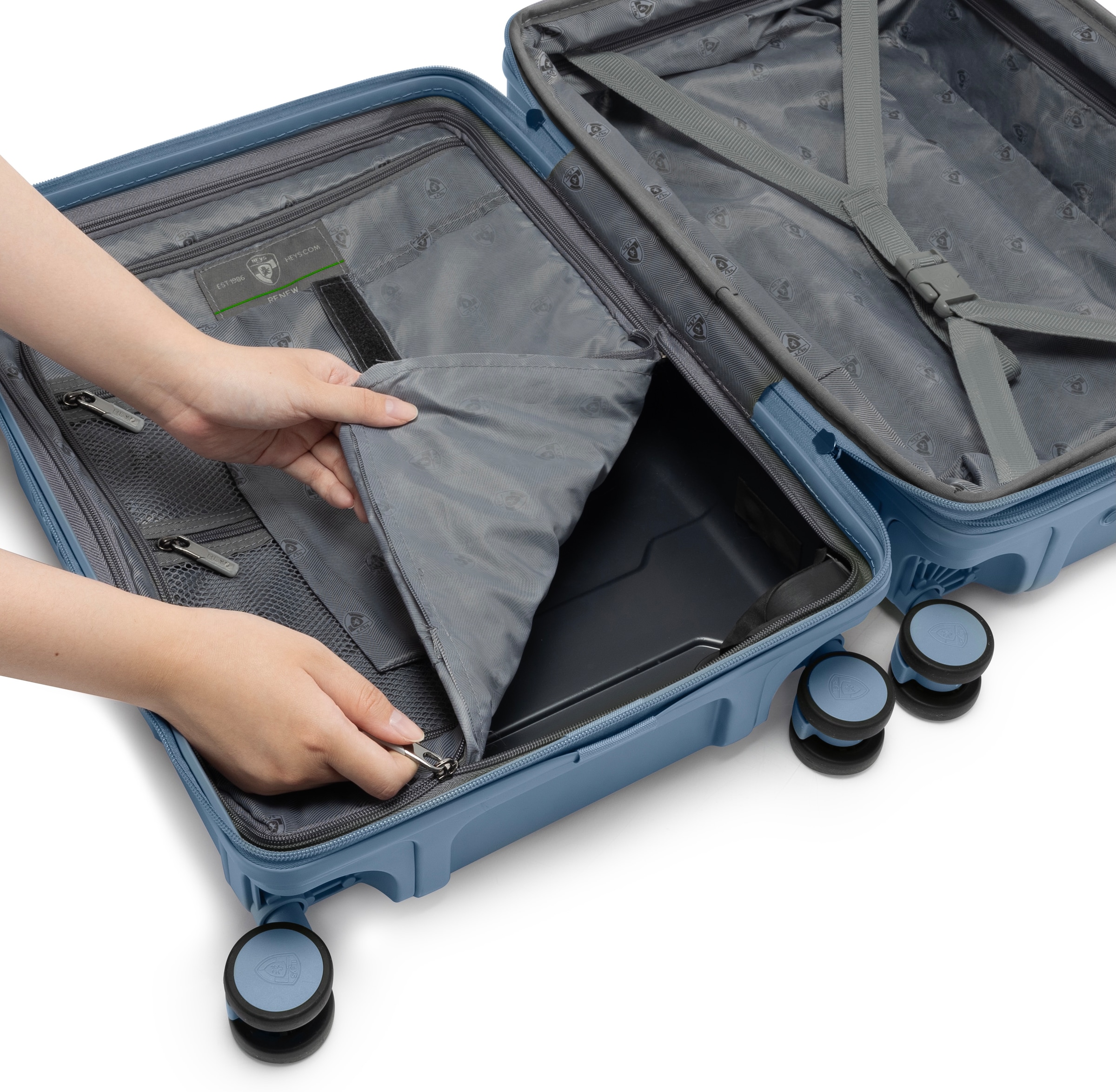 Heys Hartschalen-Trolley »ReNew, verschiedene Größen und Farben«, 4 Rollen, Koffer Reisegepäck herausnehmbares Innenfutter Volumenerweiterung