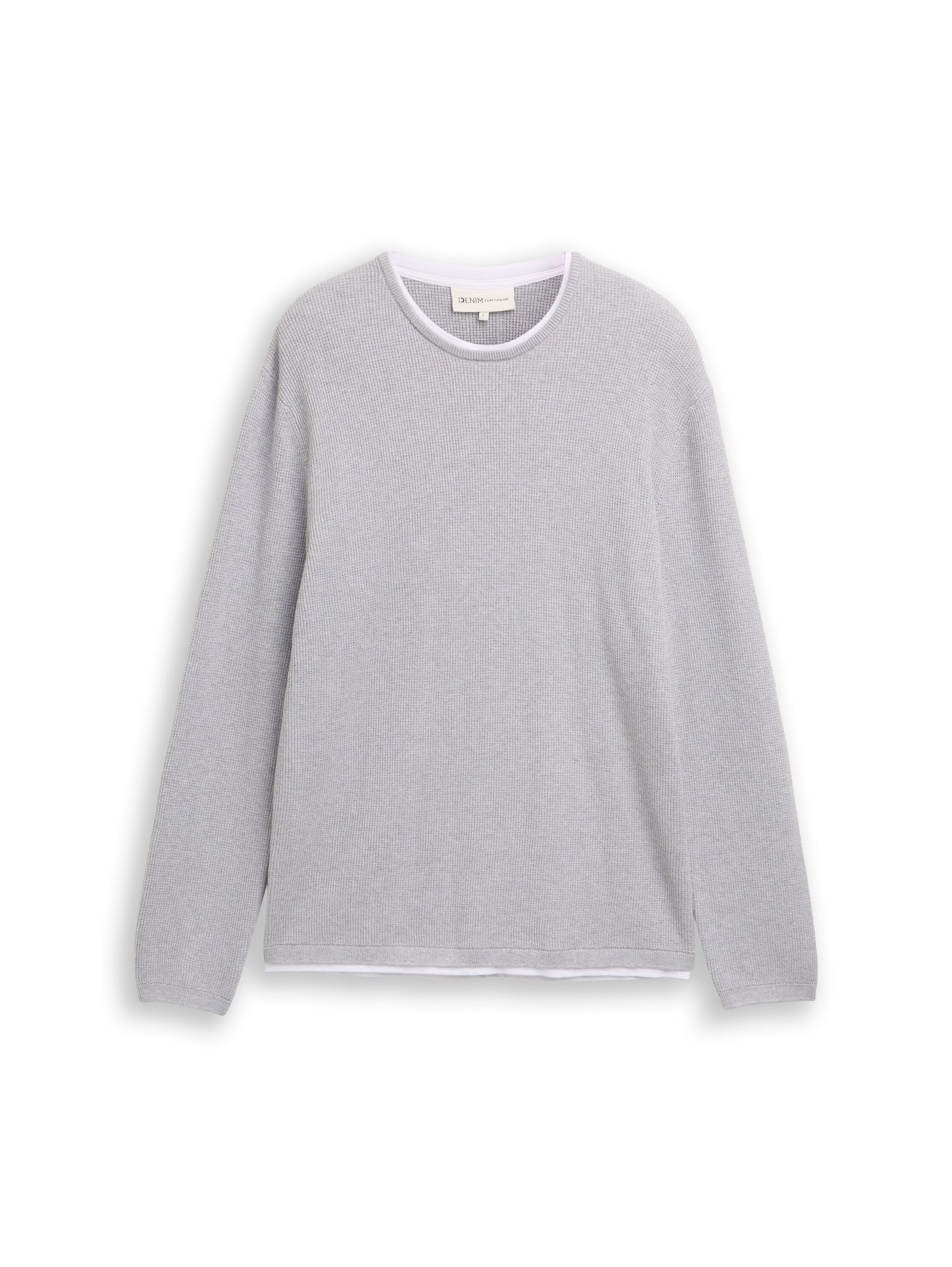 TOM TAILOR Denim Strickpullover, mit 2-in-1 Ausschnitt
