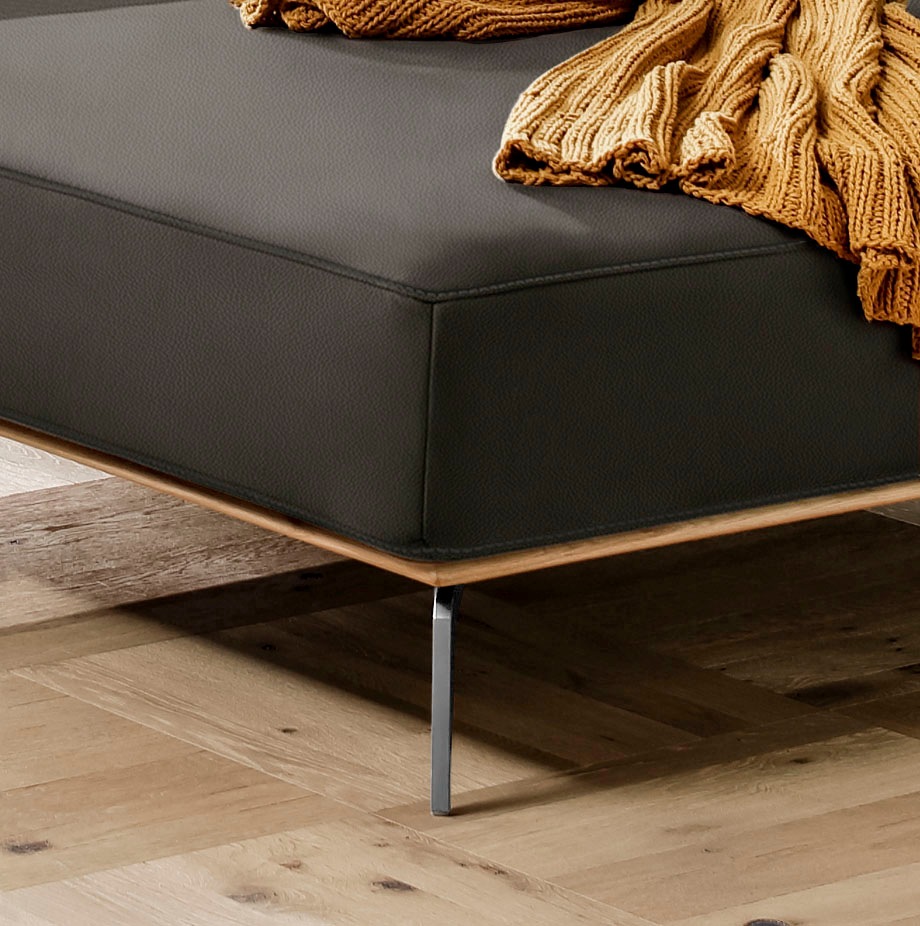 W.SCHILLIG Ecksofa »run, Designsofa, bequem, L-Form«, mit elegantem Holzsockel, Füße in Chrom glänzend, Breite 299 cm
