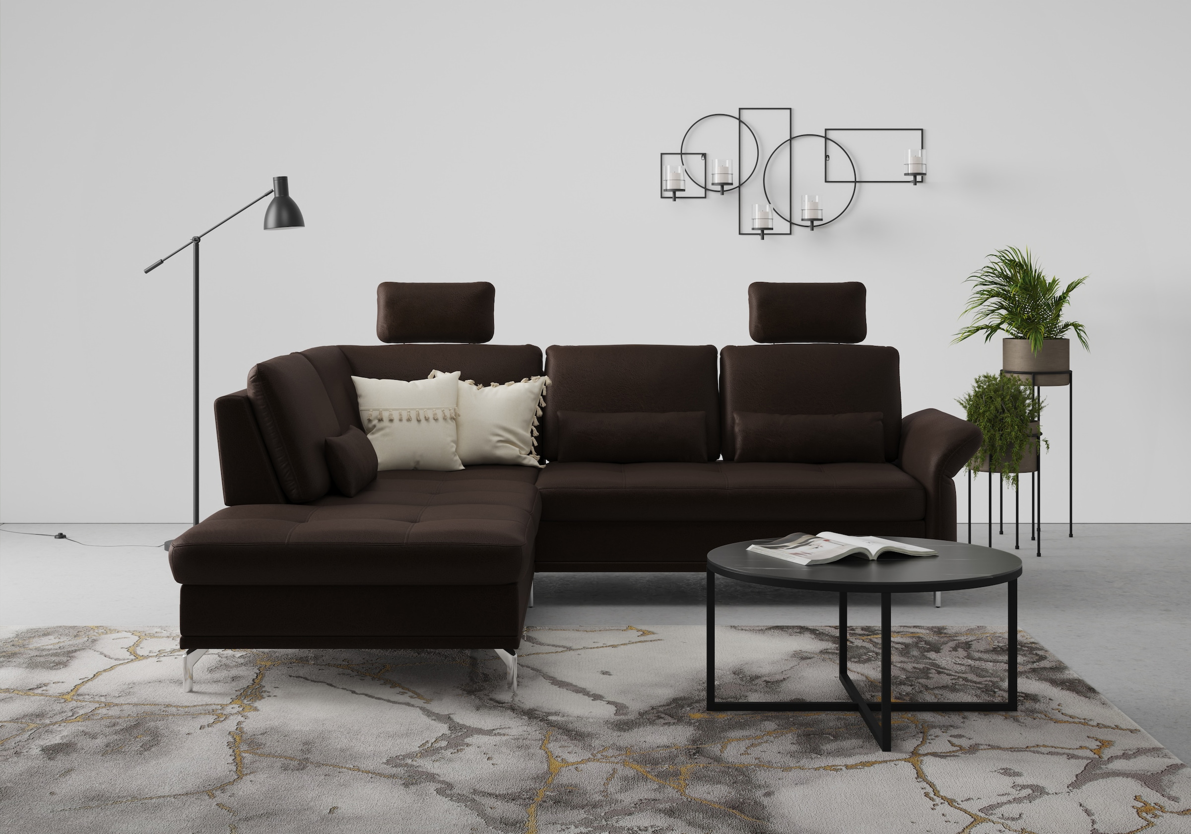 Home affaire Ecksofa "Palm Beach L-Form" Federkern, mit Sitztiefenverstellu günstig online kaufen