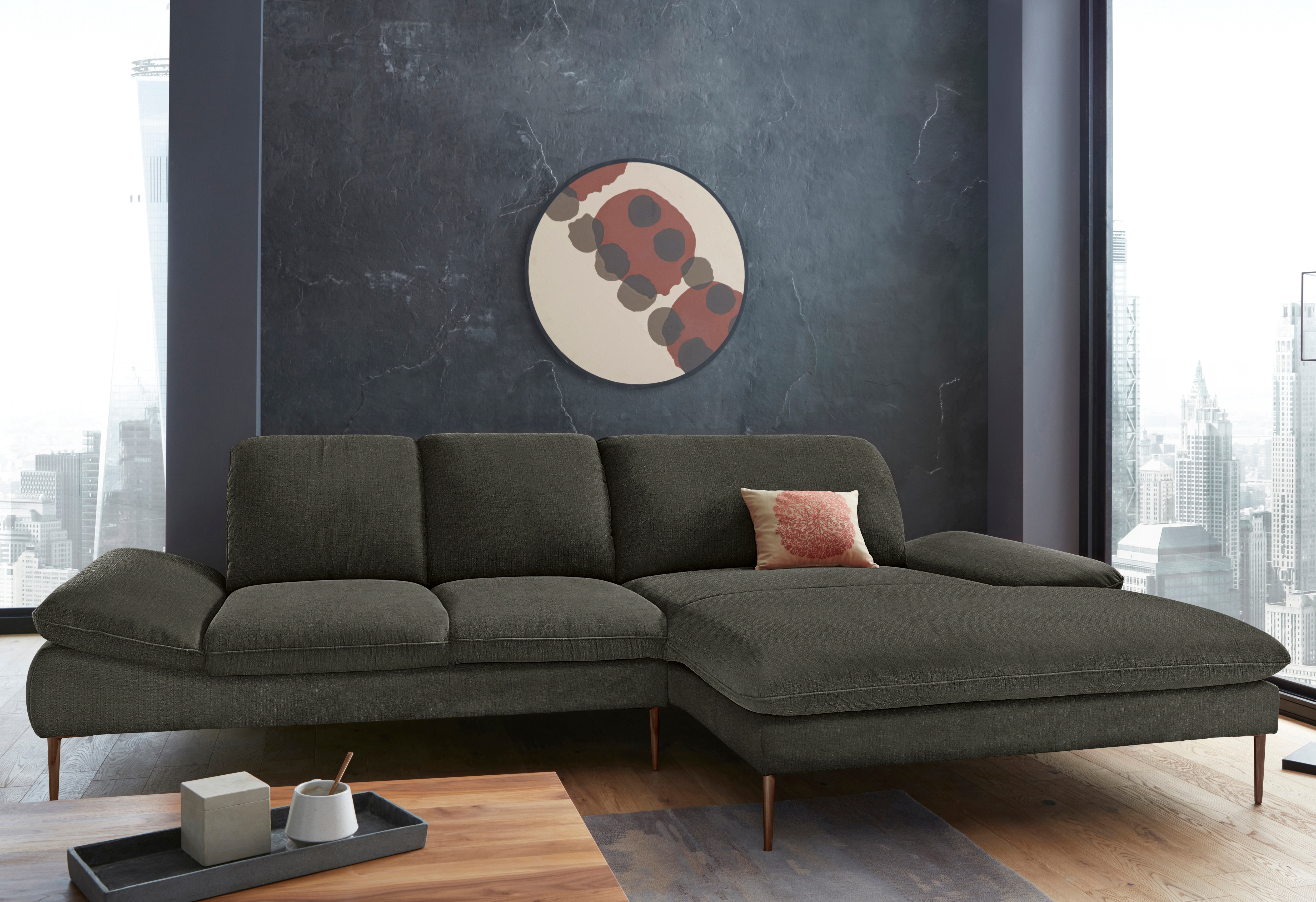 W.SCHILLIG Ecksofa "enjoy&MORE, Designsofa, bequem, zeitlos und elegant, L-Form" Sitztiefenverstellung, Füße bronze pulverbeschichtet, Breite 310 cm