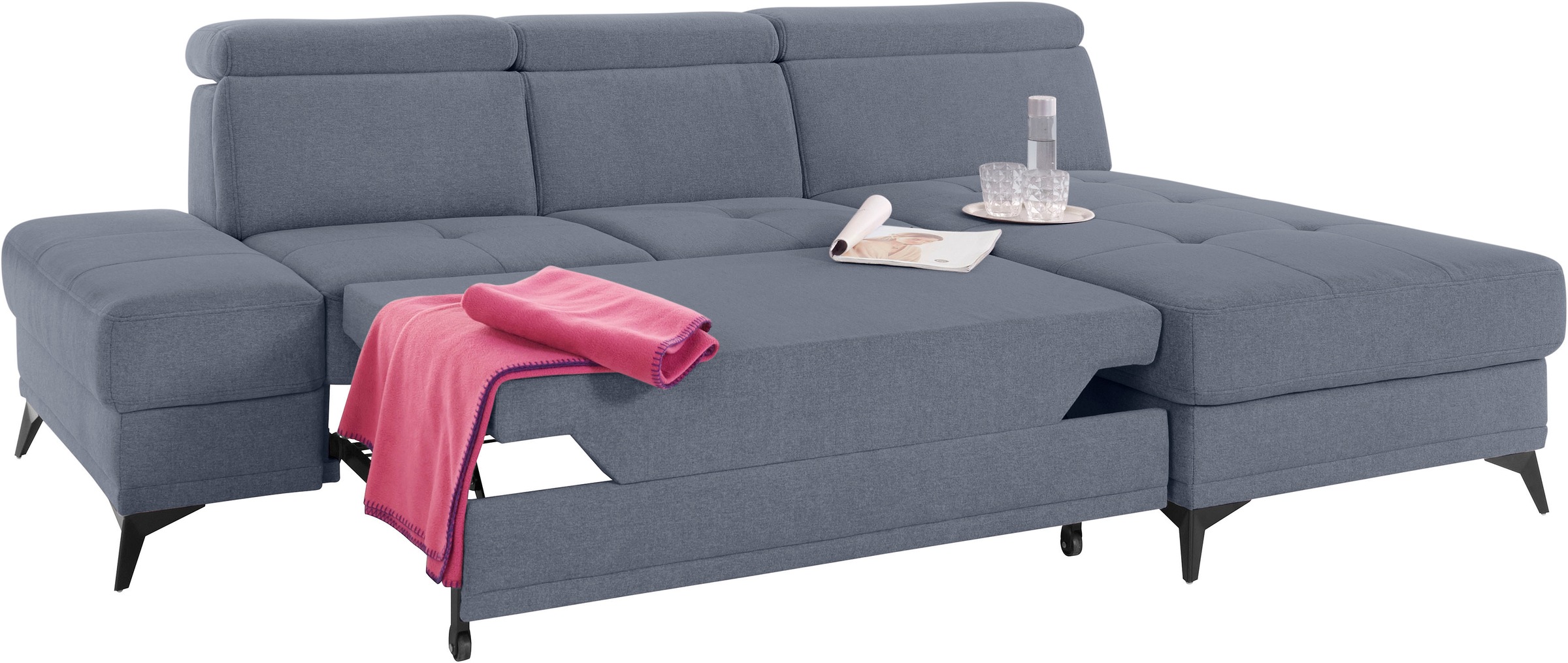 INOSIGN Ecksofa »Cardiz L-Form«, inkl.Kopfteilverstellung und Federkern wahlweise mit Bettfunktion