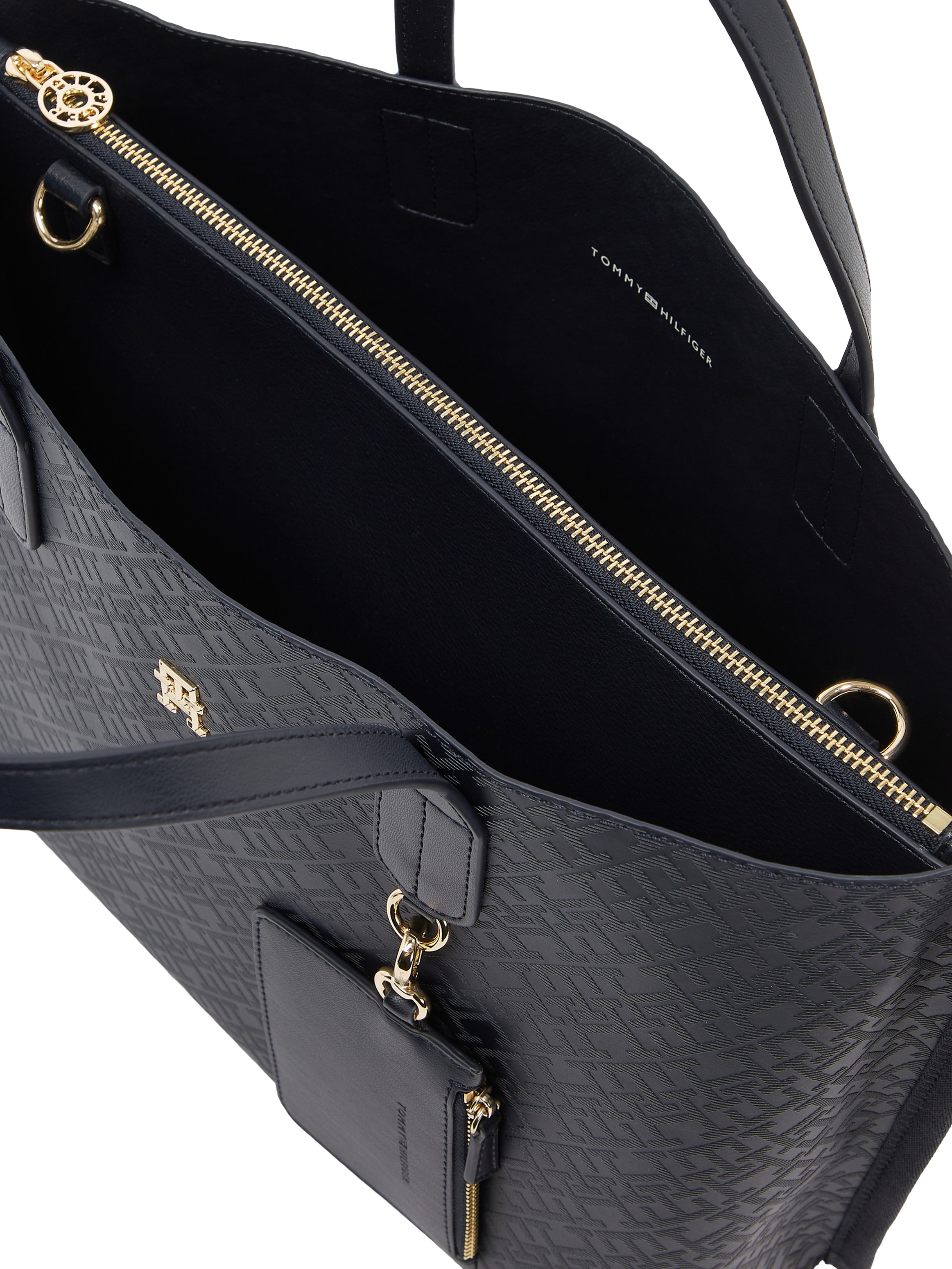 Tommy Hilfiger Henkeltasche »TH DISTINCT SATCHEL MONO«, Damen Umhängetasche mit abnehmbarer Reißverschluss-Außentasche