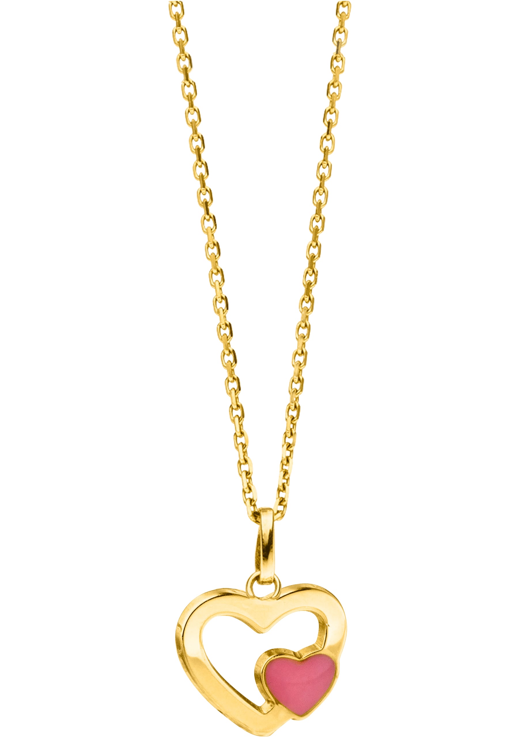 Goldkette »Herz, KG018«, mit Emaille